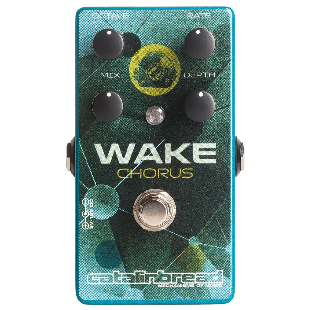 Catalinbread Wake Chorus Octaver pedal — blue enclosure front detail