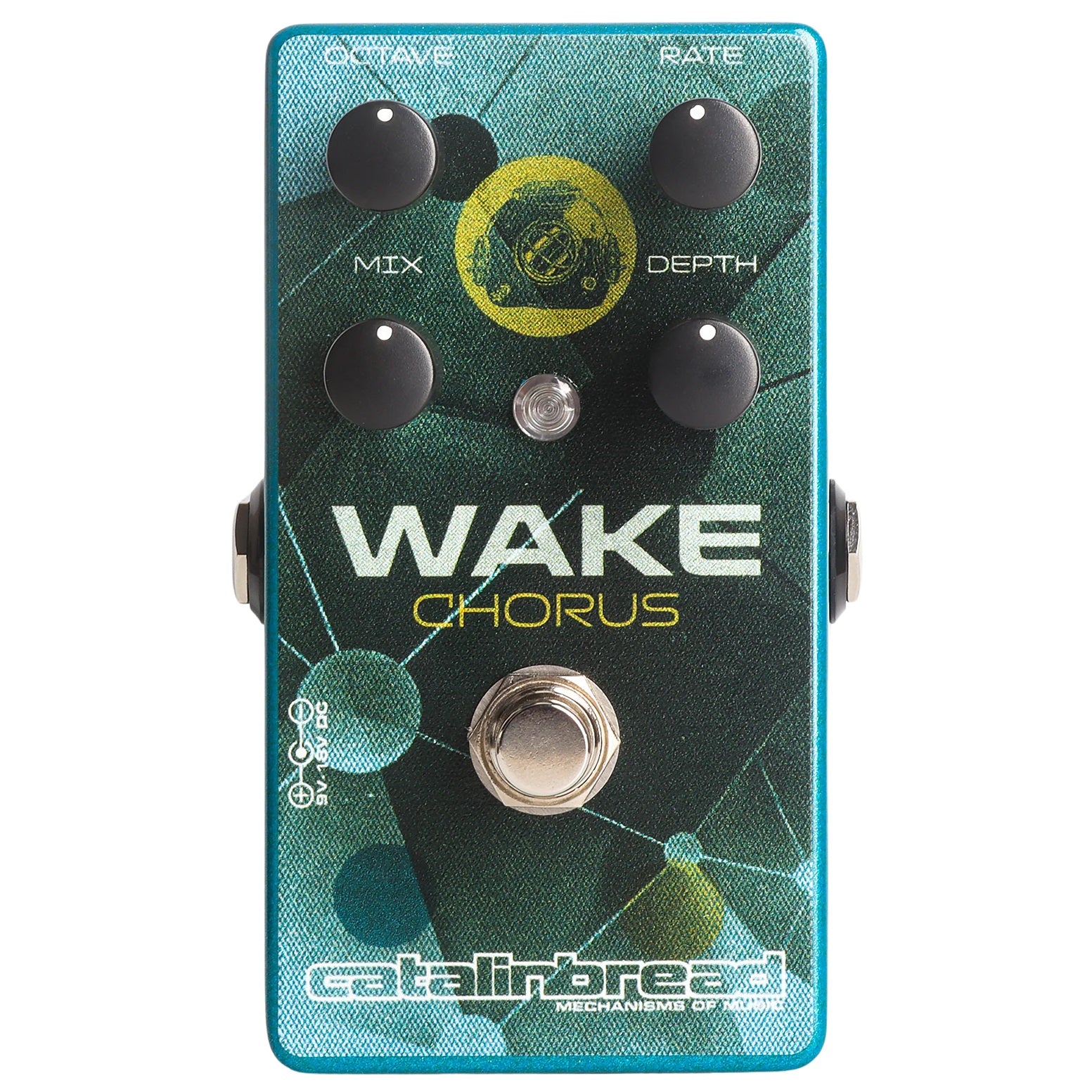 Catalinbread Wake Chorus Octaver pedal — blue enclosure front detail