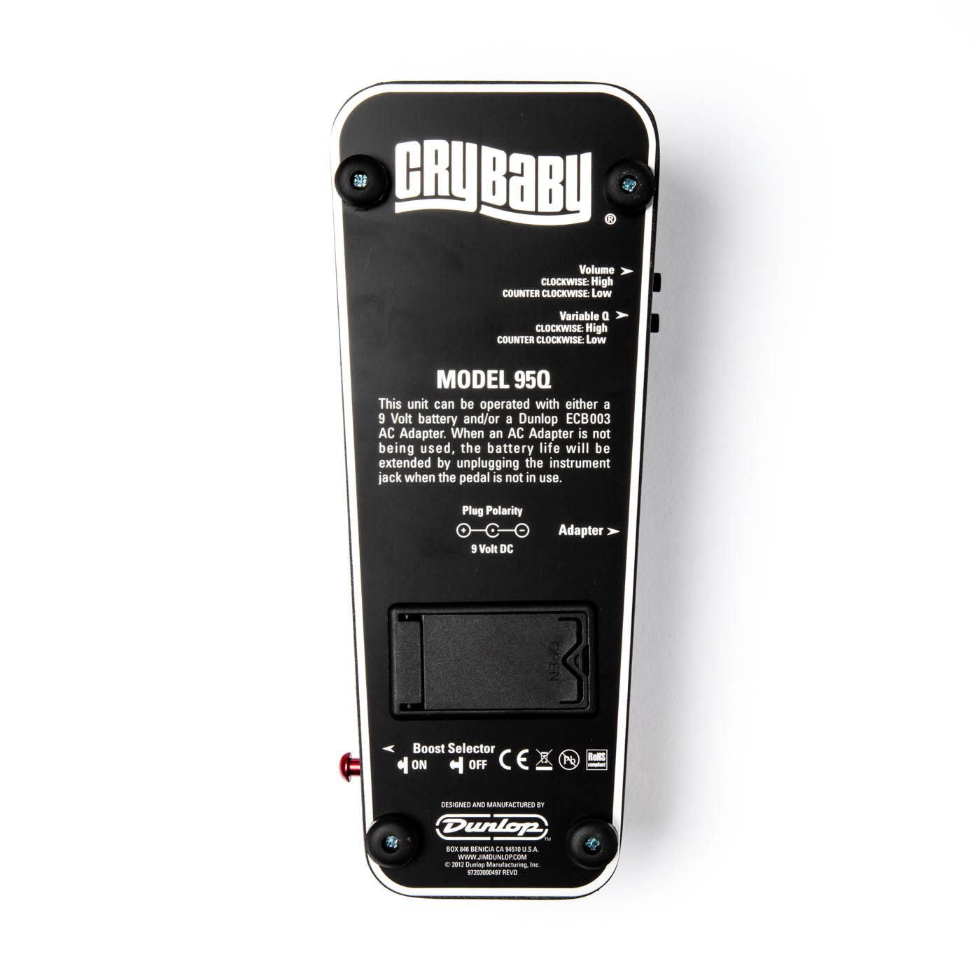 Dunlop 95Q Cry Baby wah pedal — side view