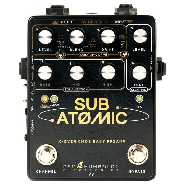 DSM & Humboldt Sub Atomic bass preamp pedal — angled view