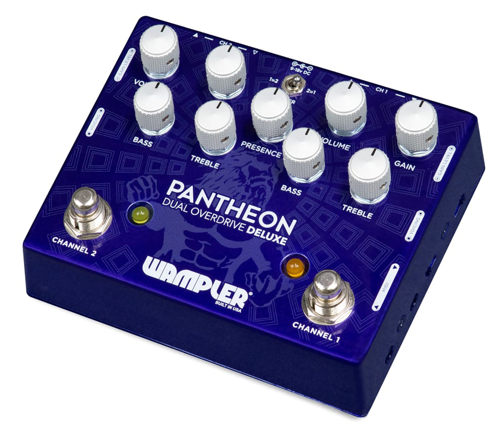 Wampler Dual Pantheon Deluxe overdrive pedal — MIDI and jacks detail
