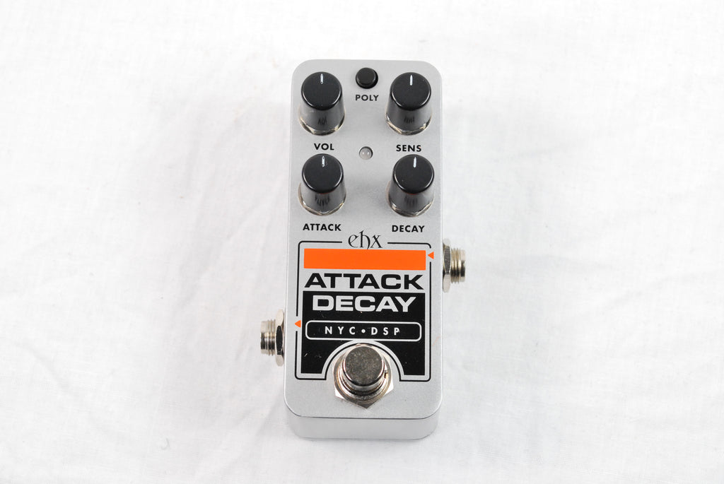 Electro-Harmonix Pico Attack Decay pedal — silver compact enclosure, top view