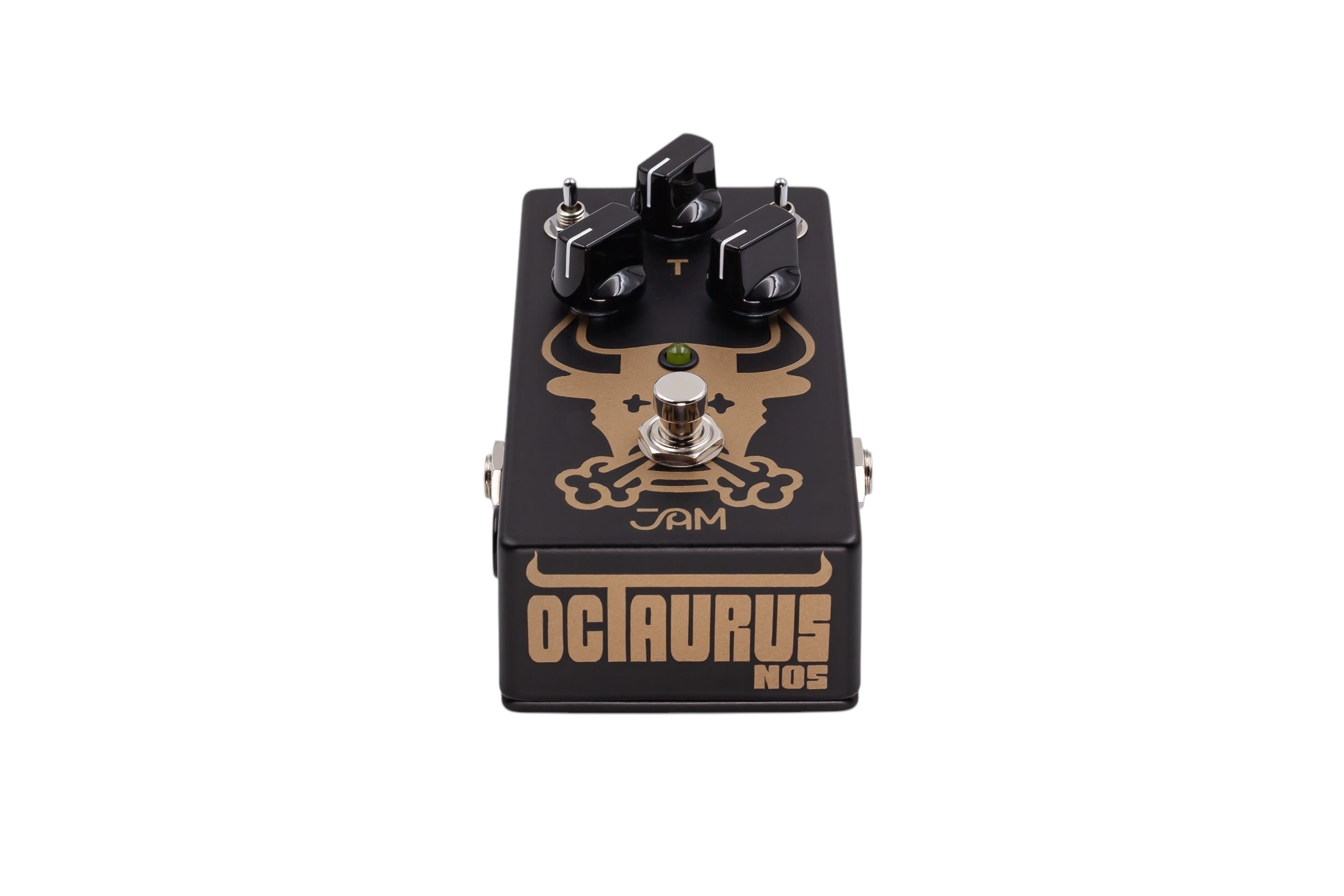 JAM Pedals Octaurus NOS black octave fuzz pedal — angled view