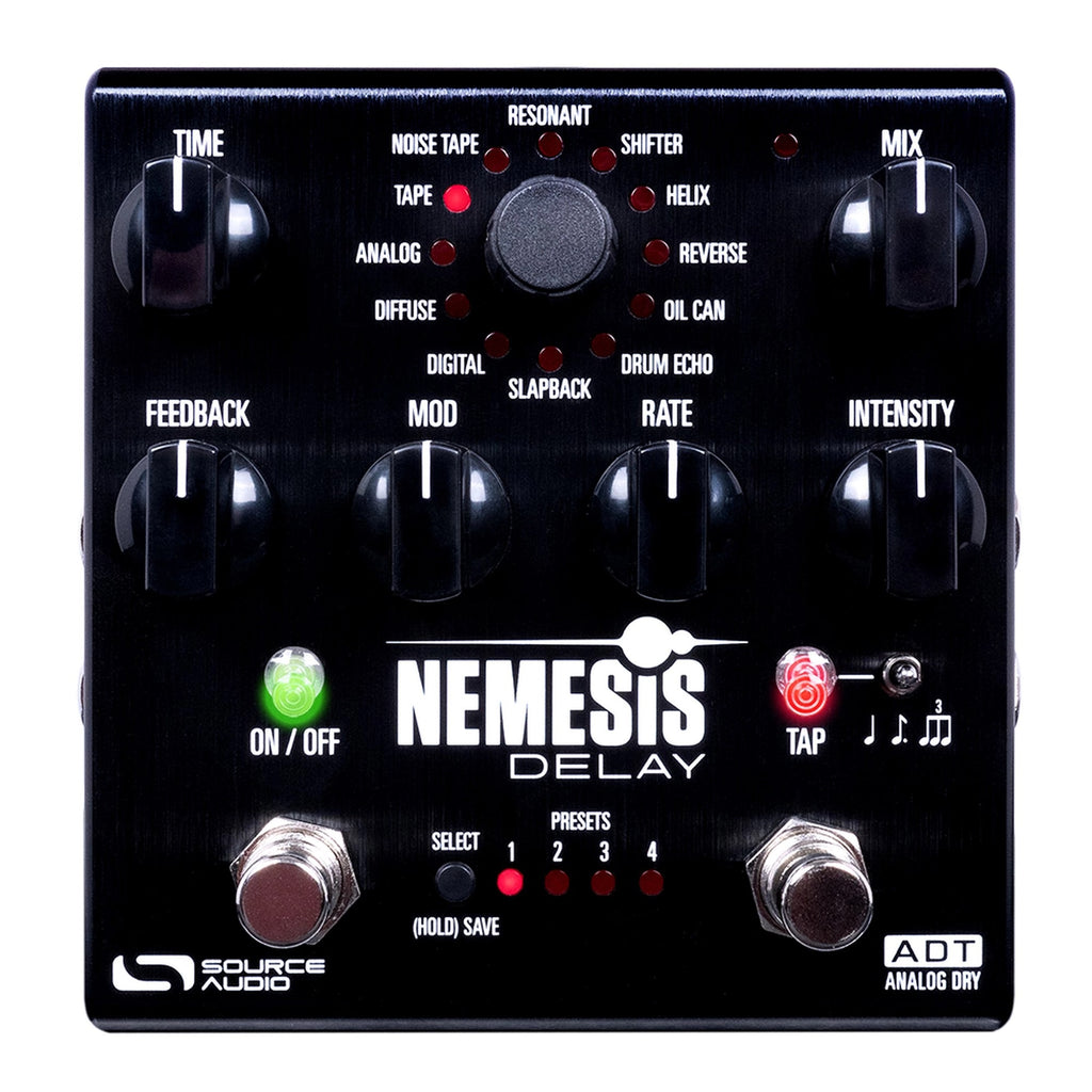 Source Audio Nemesis Delay ADT pedal — top control panel