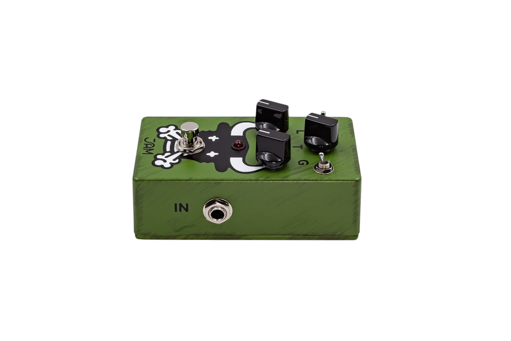 JAM Pedals Octaurus green octave fuzz pedal — bull artwork detail