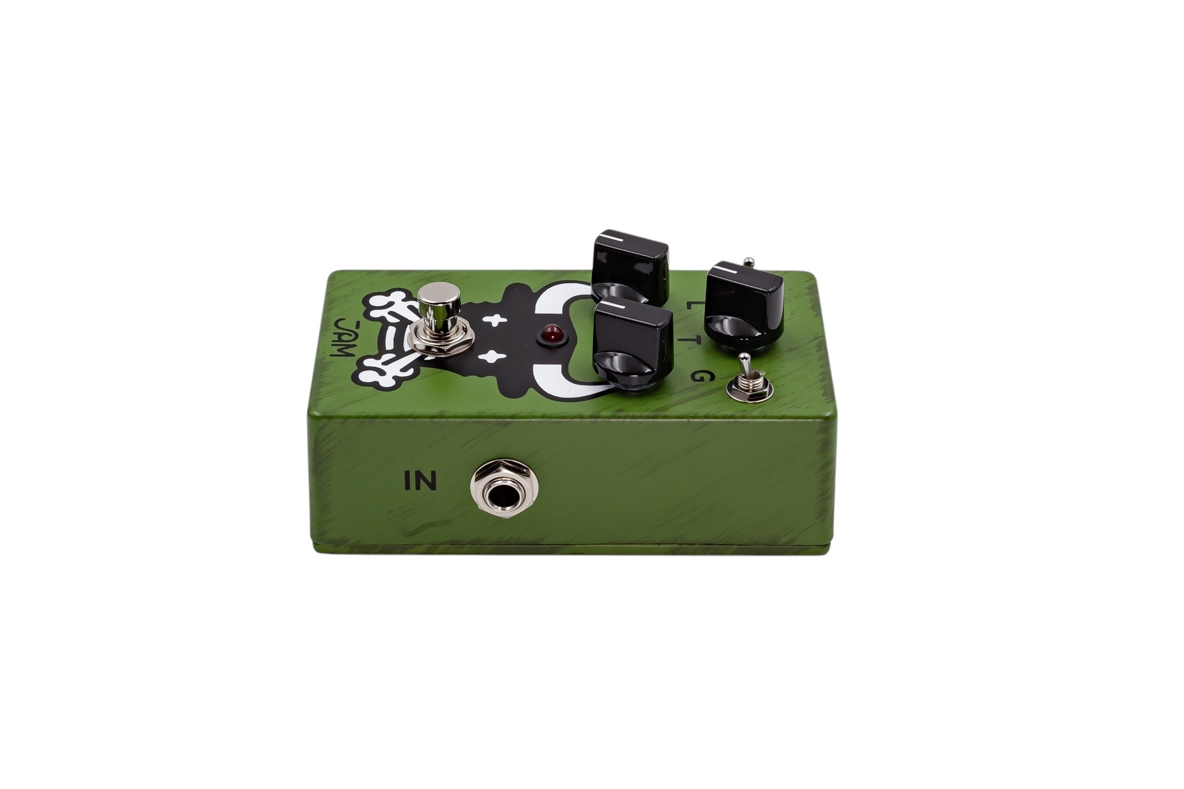 JAM Pedals Octaurus green octave fuzz pedal — bull artwork detail
