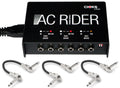 Cioks AC Rider Link pedal power supply — black unit with three Hosa patch cables, front view