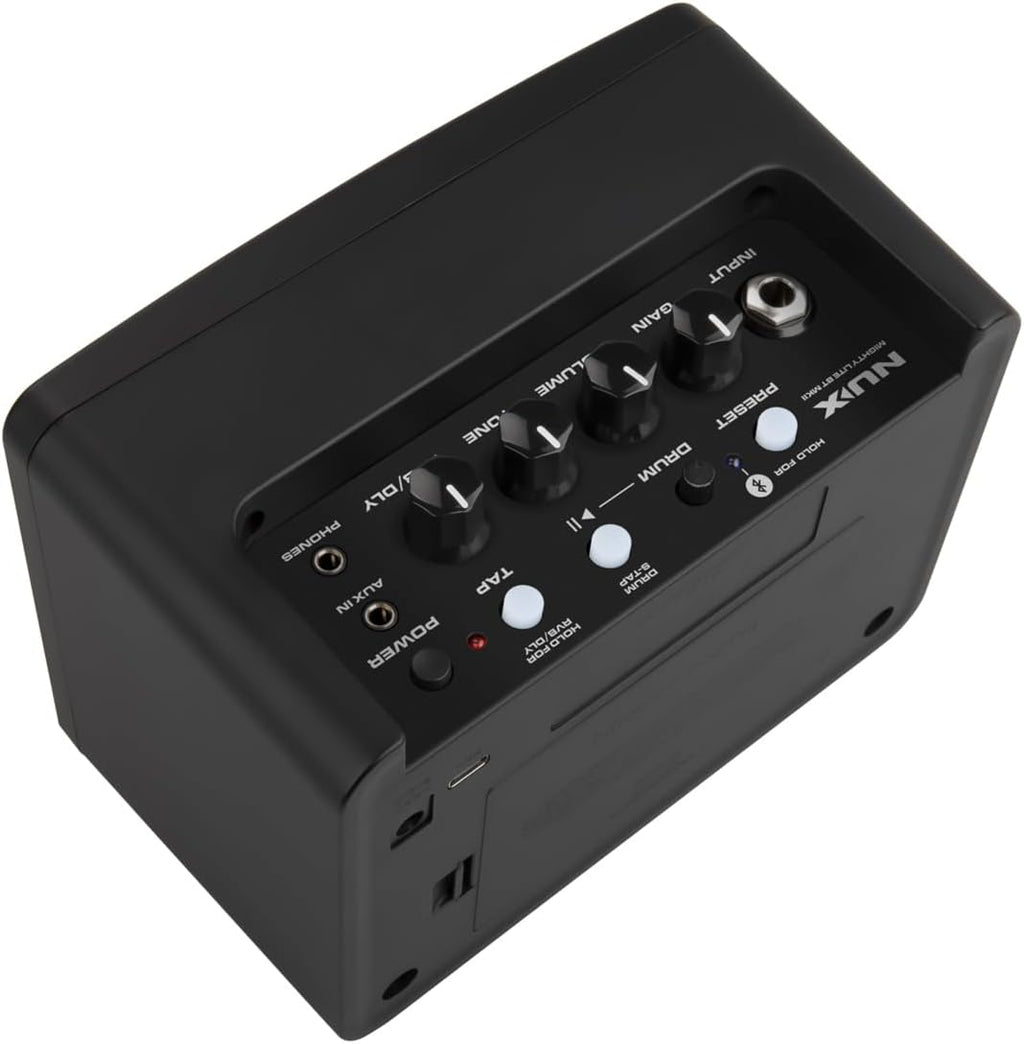 NUX Mighty Lite BT MKII desktop amp - detail of controls and inputs