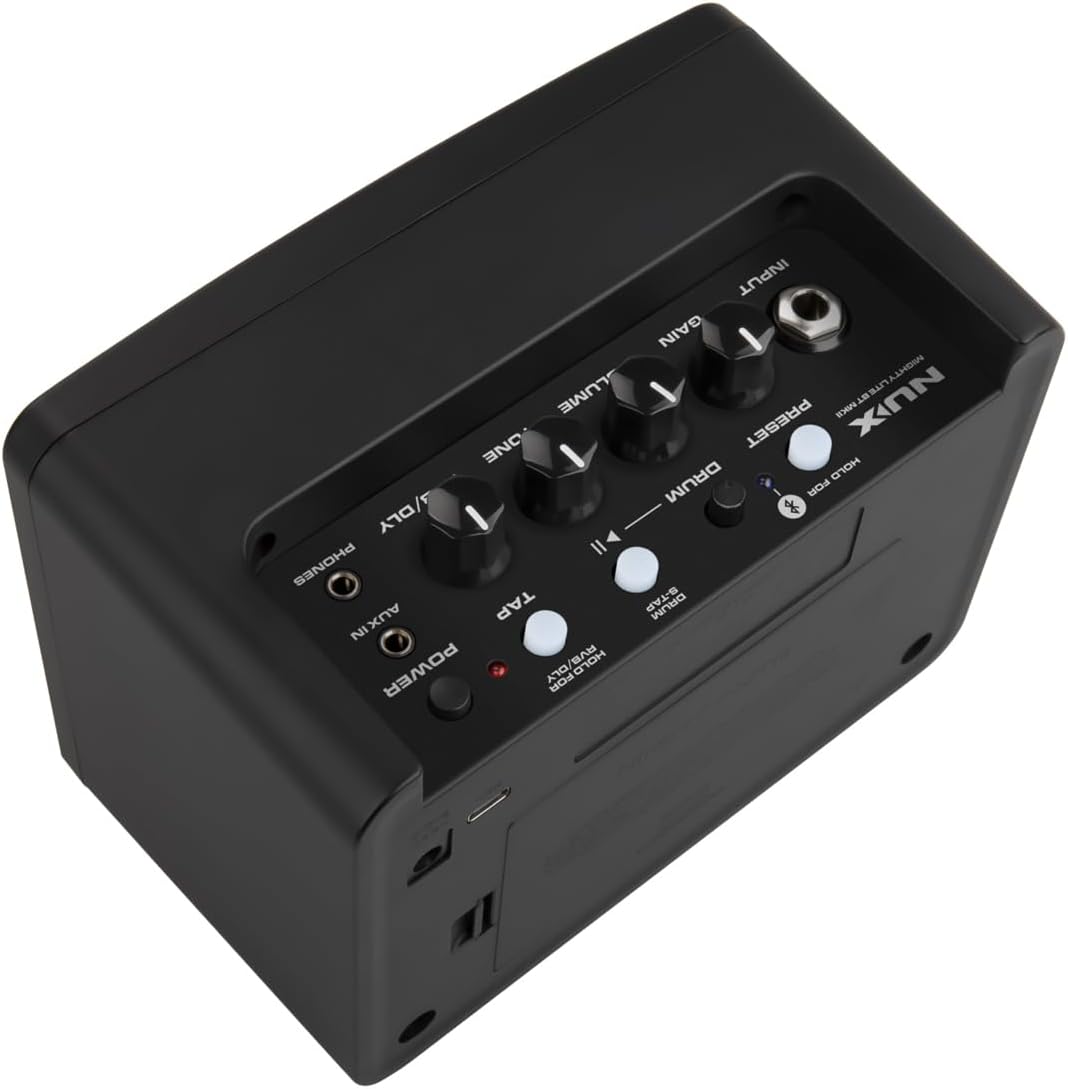 NUX Mighty Lite BT MKII desktop amp - detail of controls and inputs