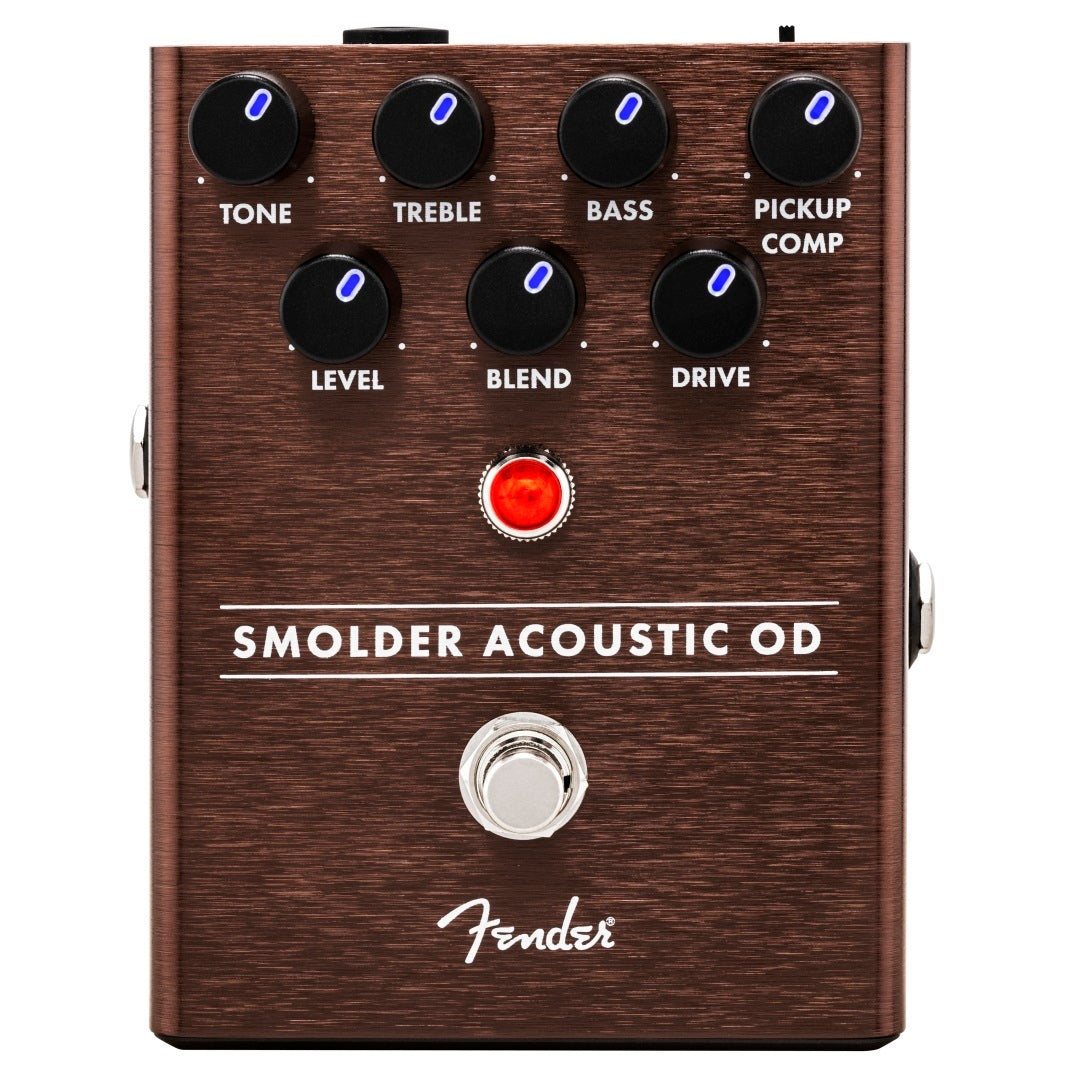 Fender Smolder Acoustic Overdrive pedal — control knobs detail