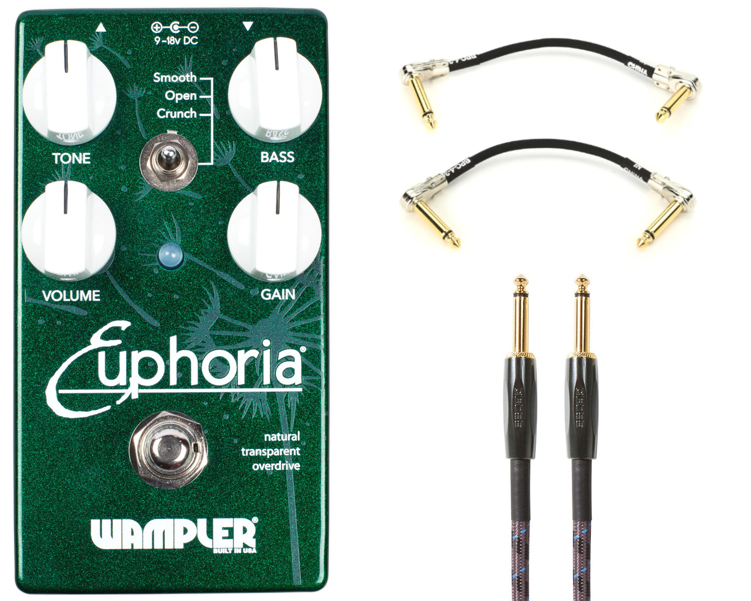 Wampler Euphoria Overdrive Guitar Pedal - Green, D-Style tone, with cables included