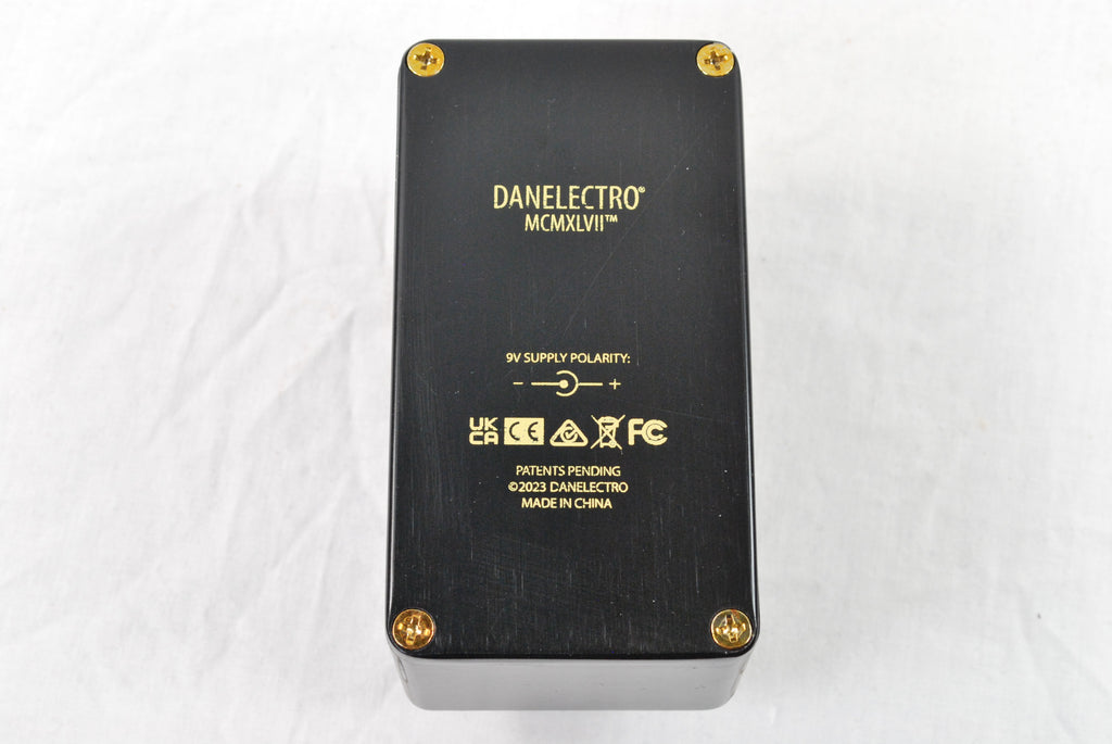 Danelectro N-66 Nichols 1966 fuzz pedal — black, side profile view