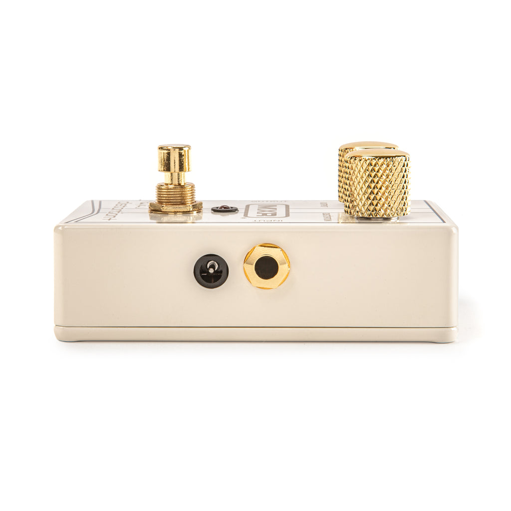 MXR RR104C Randy Rhoads Distortion+ pedal — angled side view of white chassis