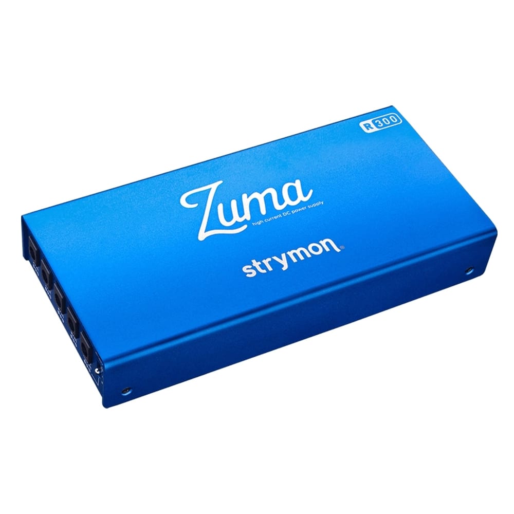 Strymon Zuma R300 power supply — angled blue enclosure