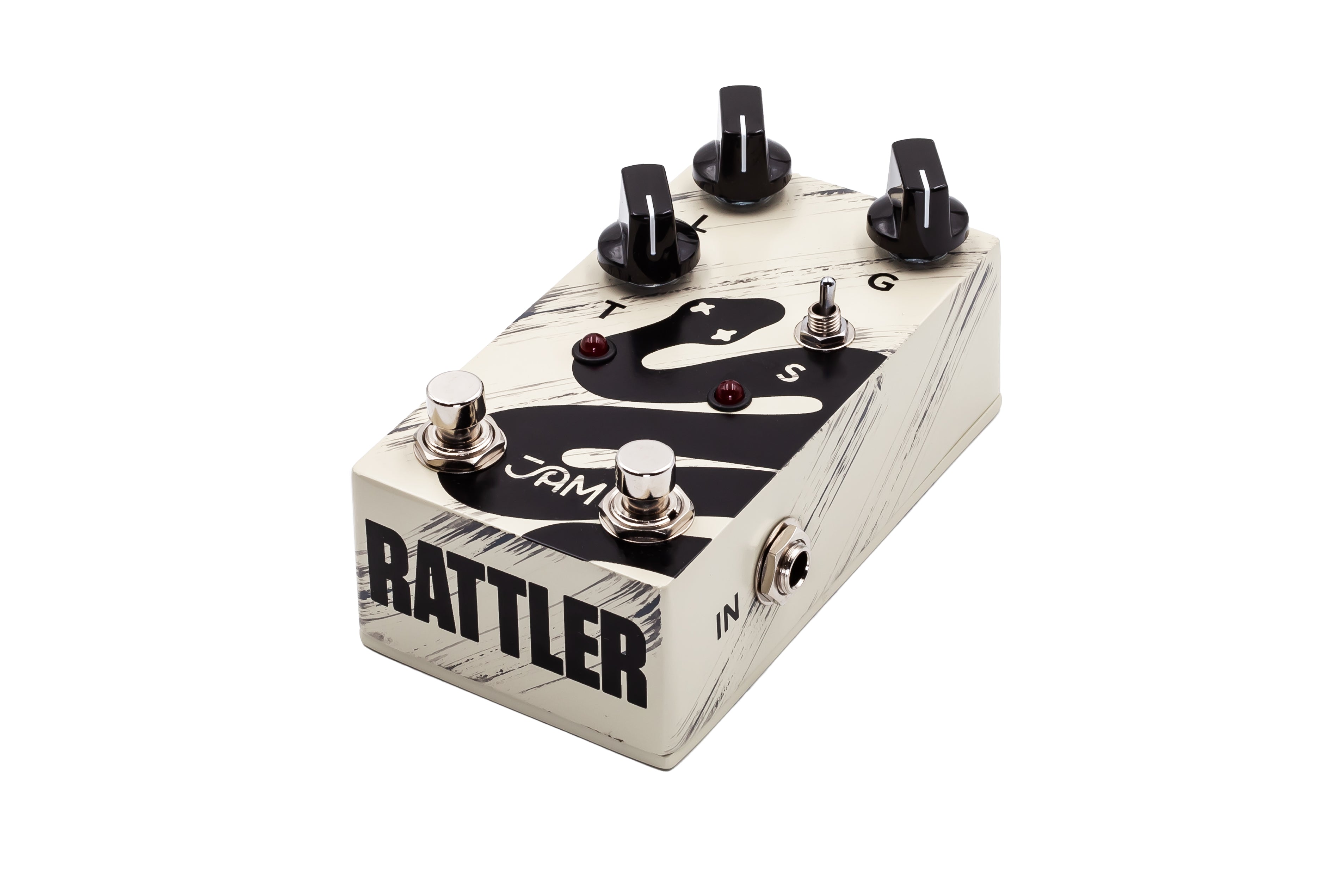 JAM Pedals Rattler mk.2 distortion pedal — top control layout