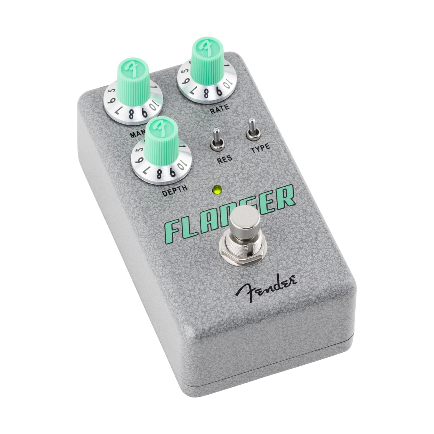 Fender Hammertone Flanger pedal — side profile with top-mounted jacks
