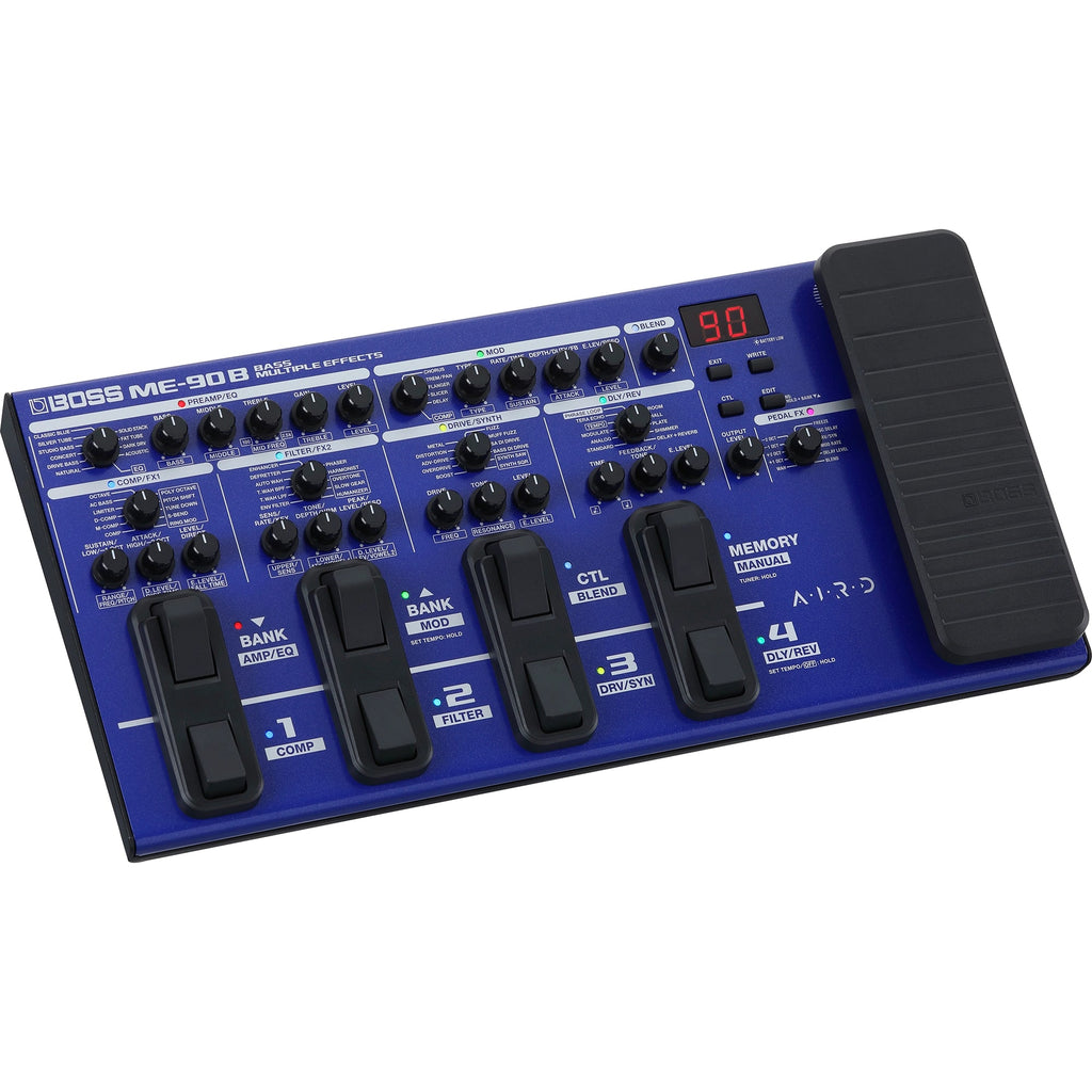 Boss ME-90B bass multi-effects processor — top down full layout view