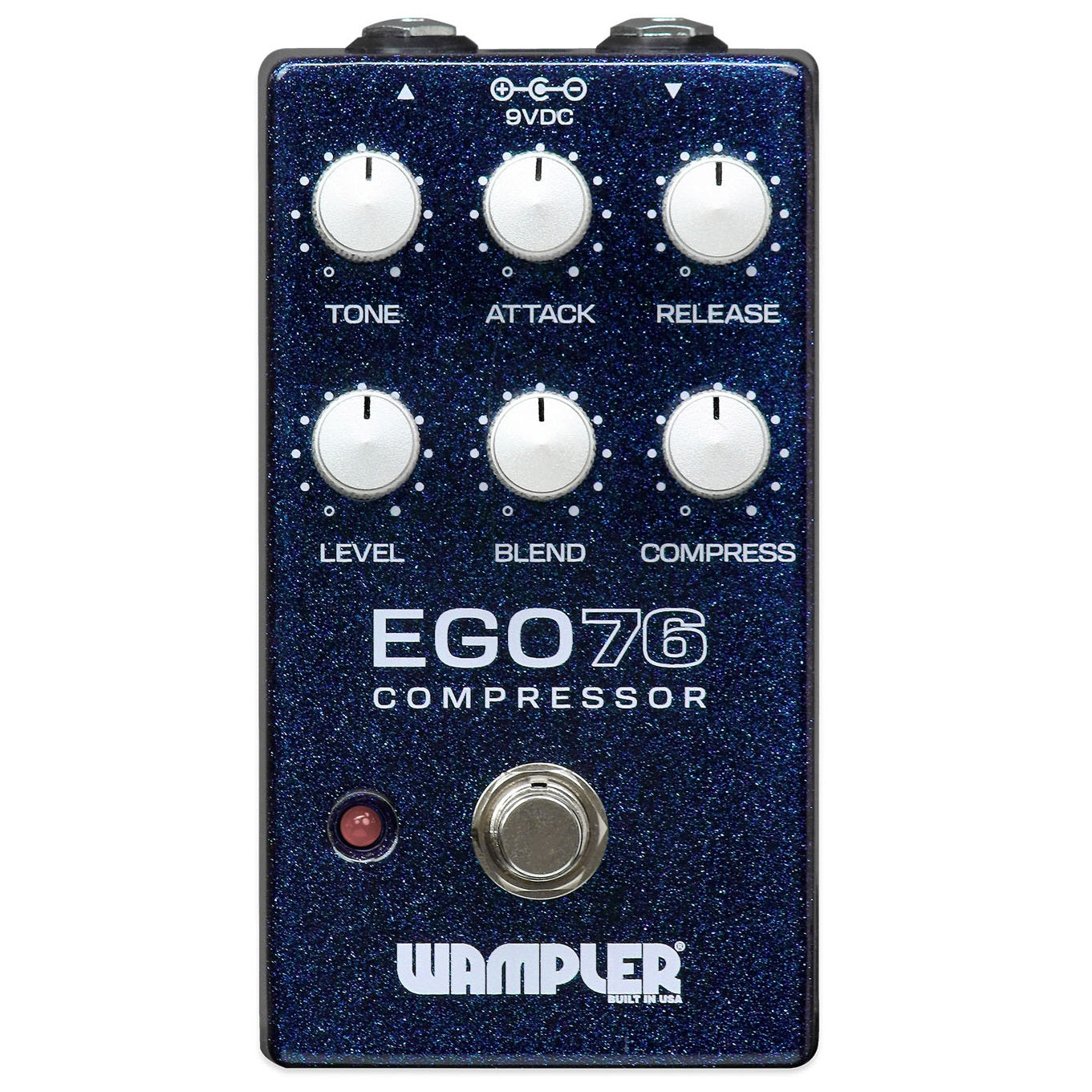 Wampler Ego 76 Compressor pedal — blue sparkle top-panel front view