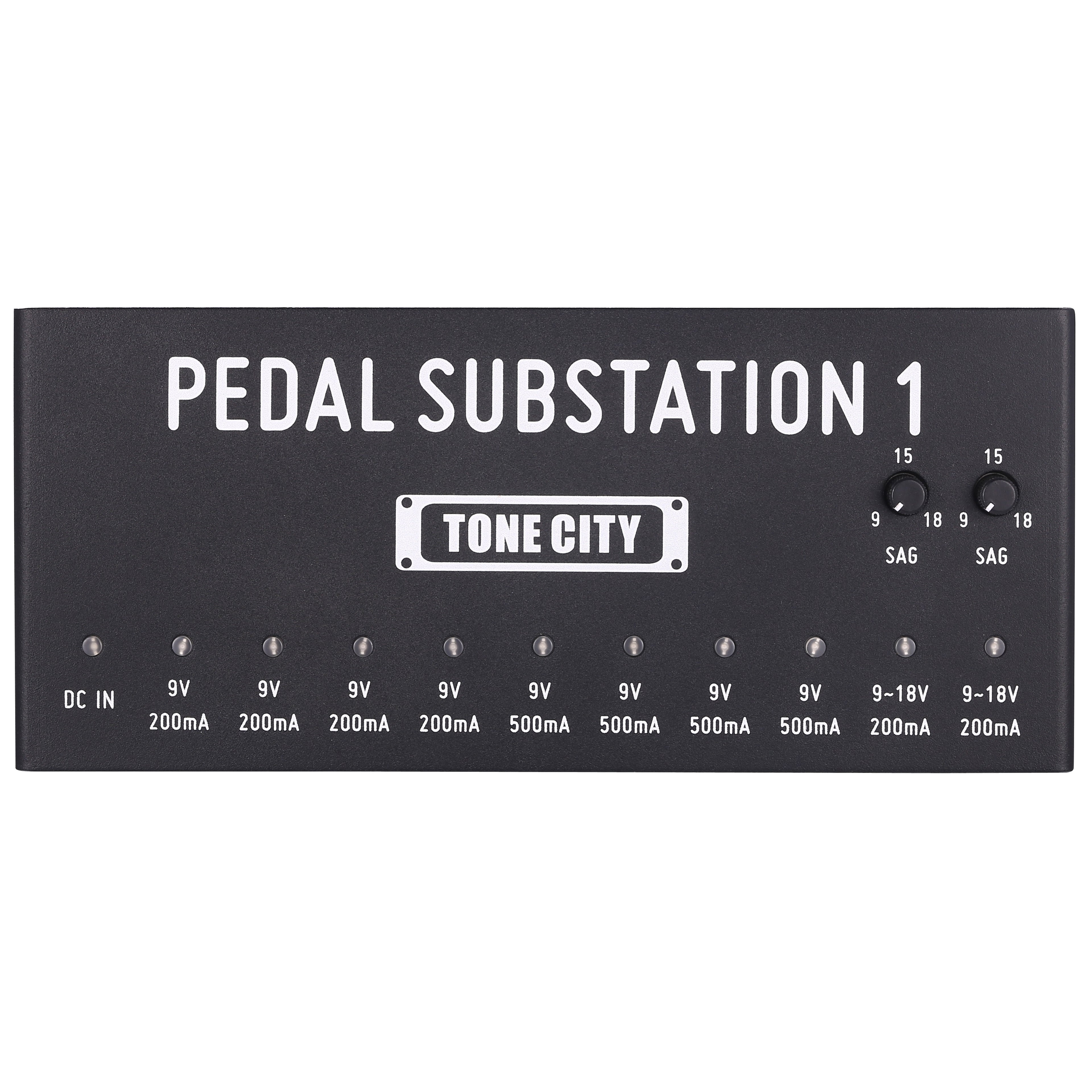 Tone City Substation 1 power supply — black housing angled view