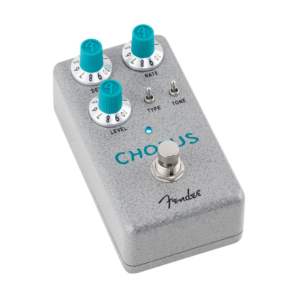 Fender Hammertone Chorus pedal — side profile with top-mounted jacks