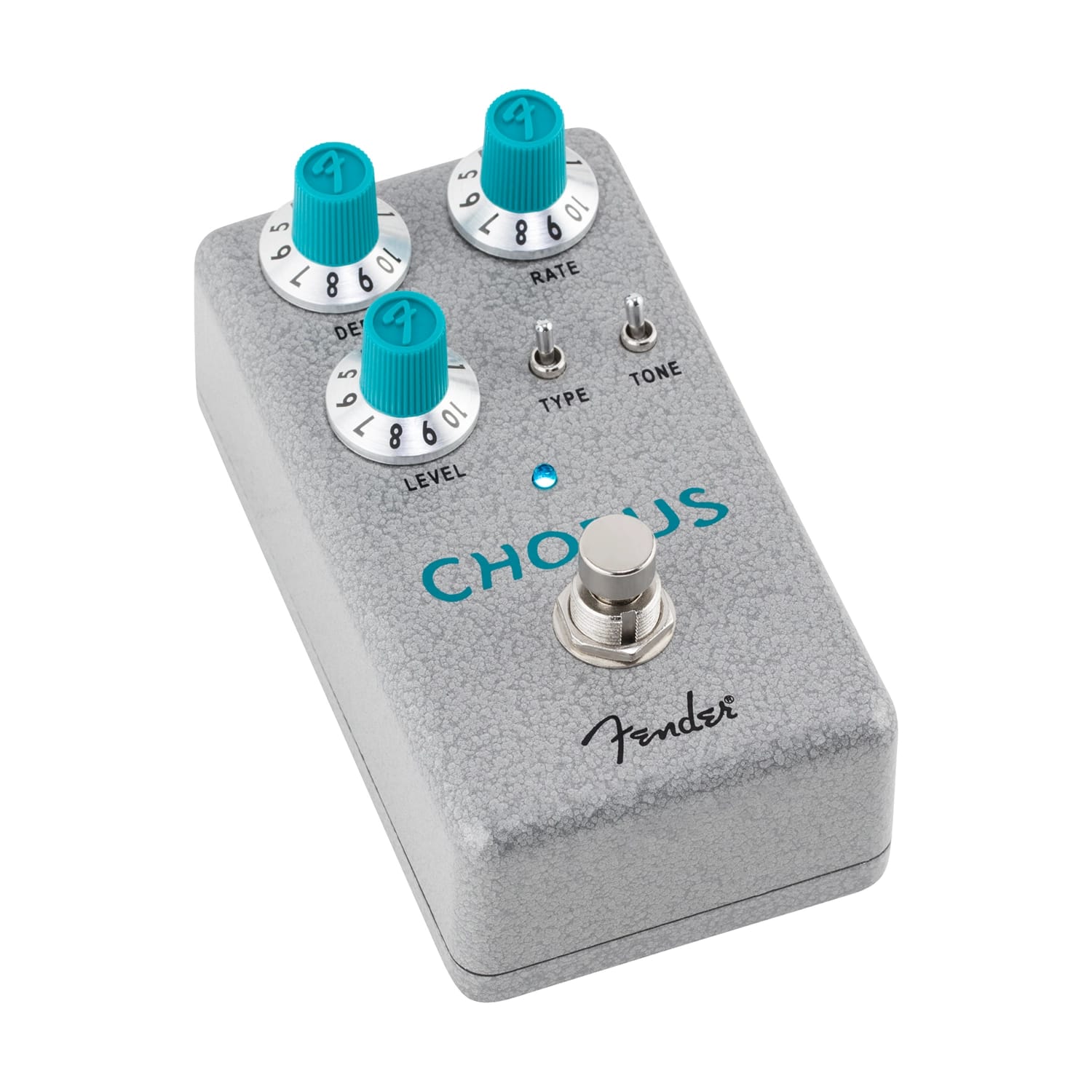 Fender Hammertone Chorus pedal — side profile with top-mounted jacks