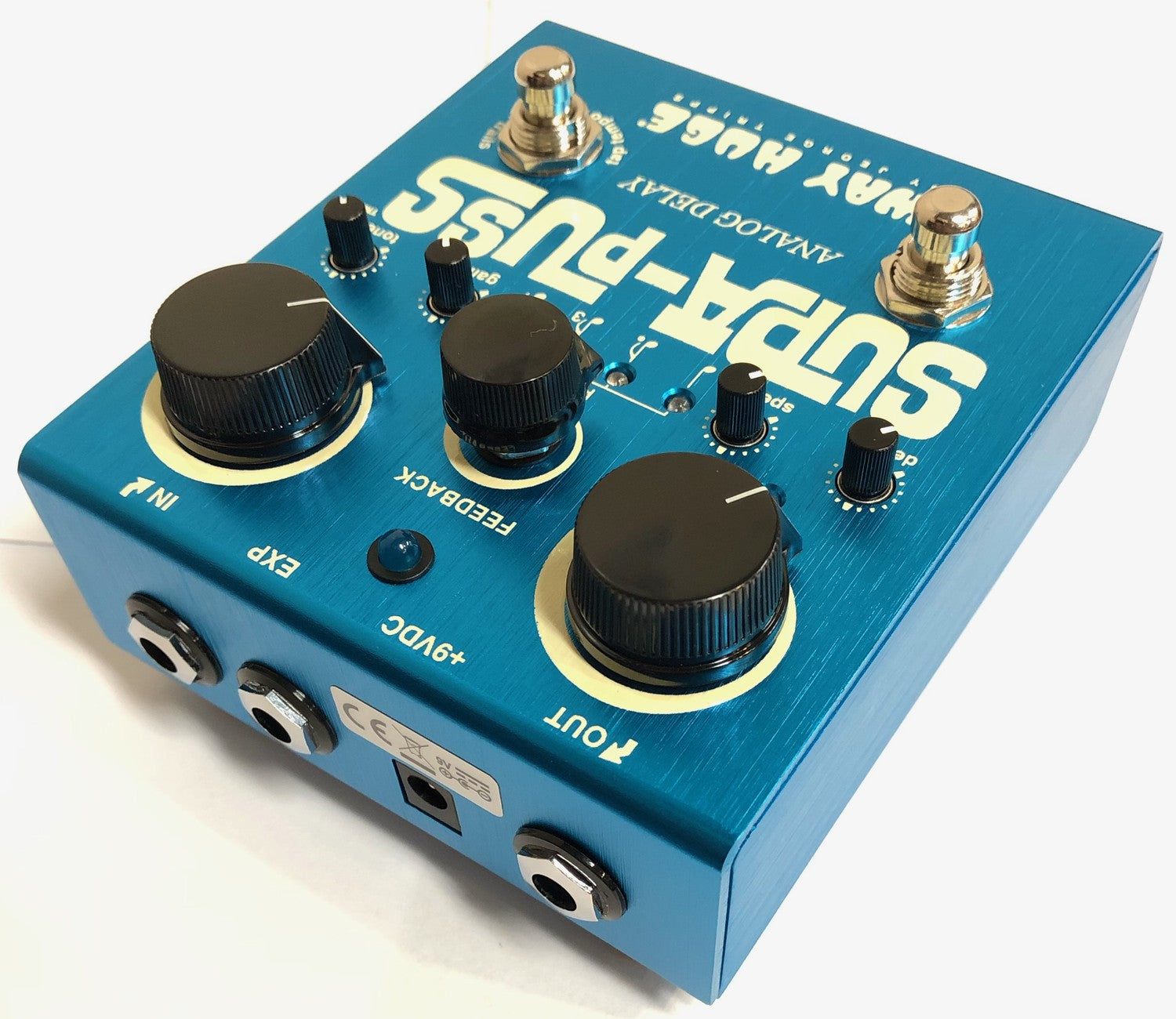 Way Huge WHE707 Supa-Puss analog delay pedal — used, jacks and footswitch view
