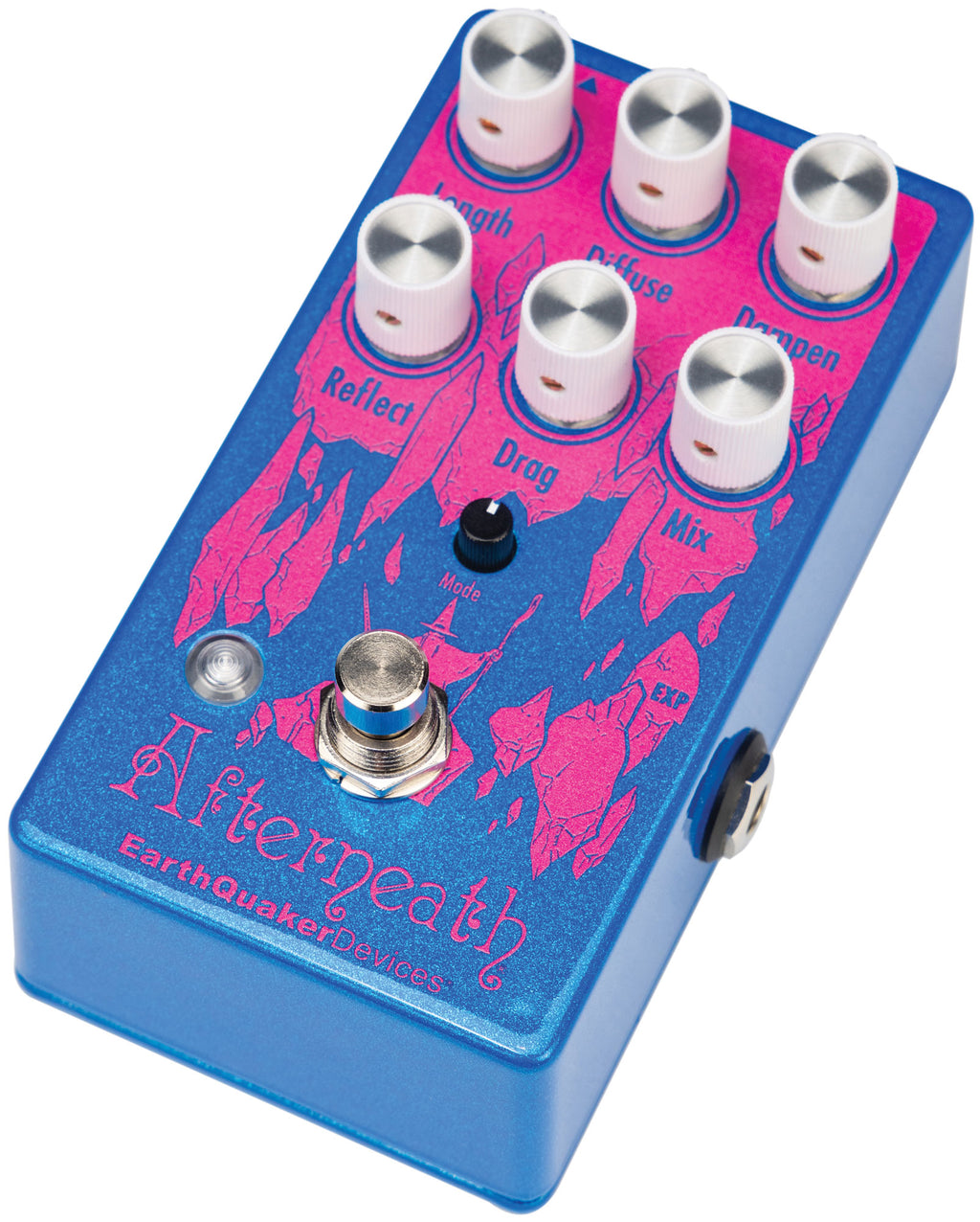 EarthQuaker Afterneath V3 reverb pedal — side jacks view
