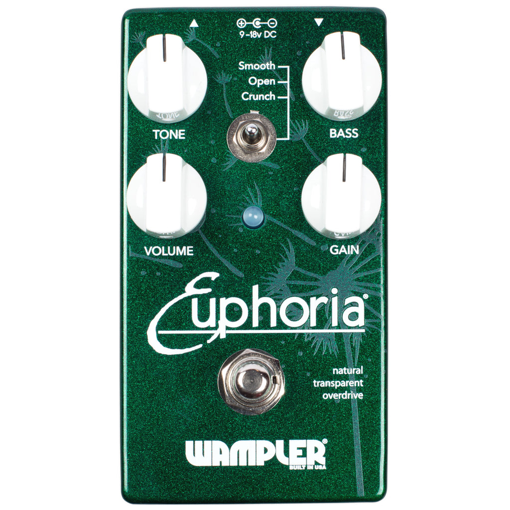 Wampler Euphoria pedal - side view showing top-mounted input and output jacks