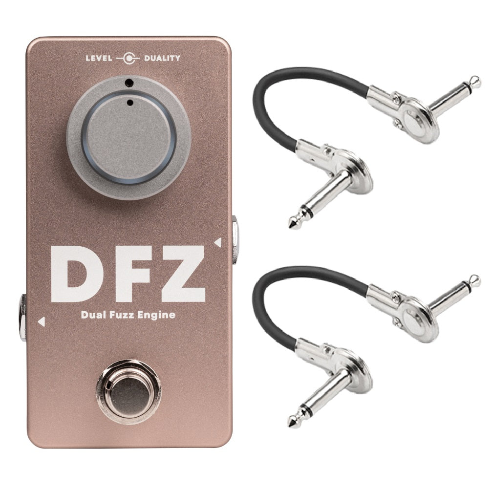Darkglass DFZ Duality Mini bass fuzz pedal - front view of gold enclosure