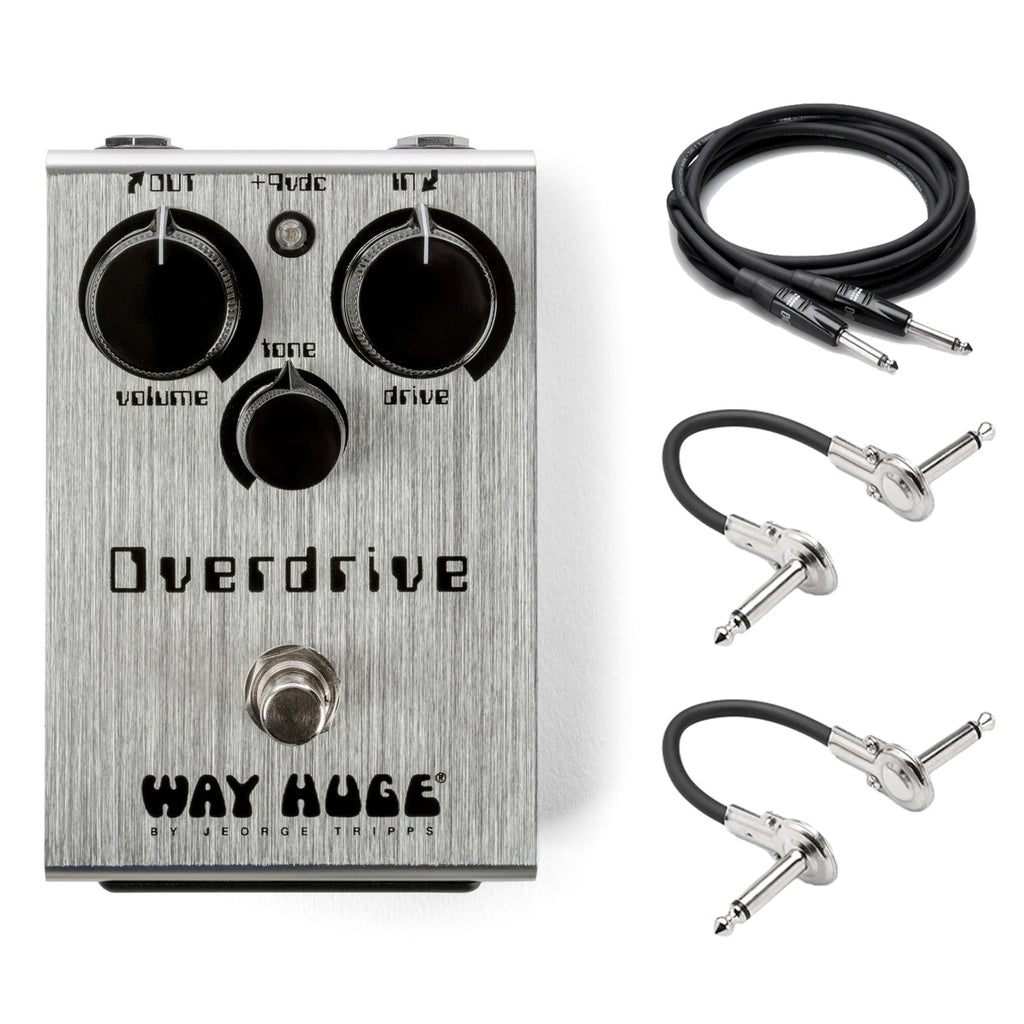 Way Huge WHE205OD Overdrive pedal — front top view of silver chassis