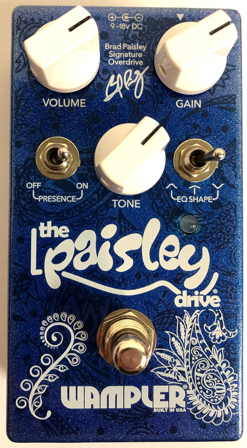 Used Wampler Paisley Drive overdrive pedal blue enclosure front view