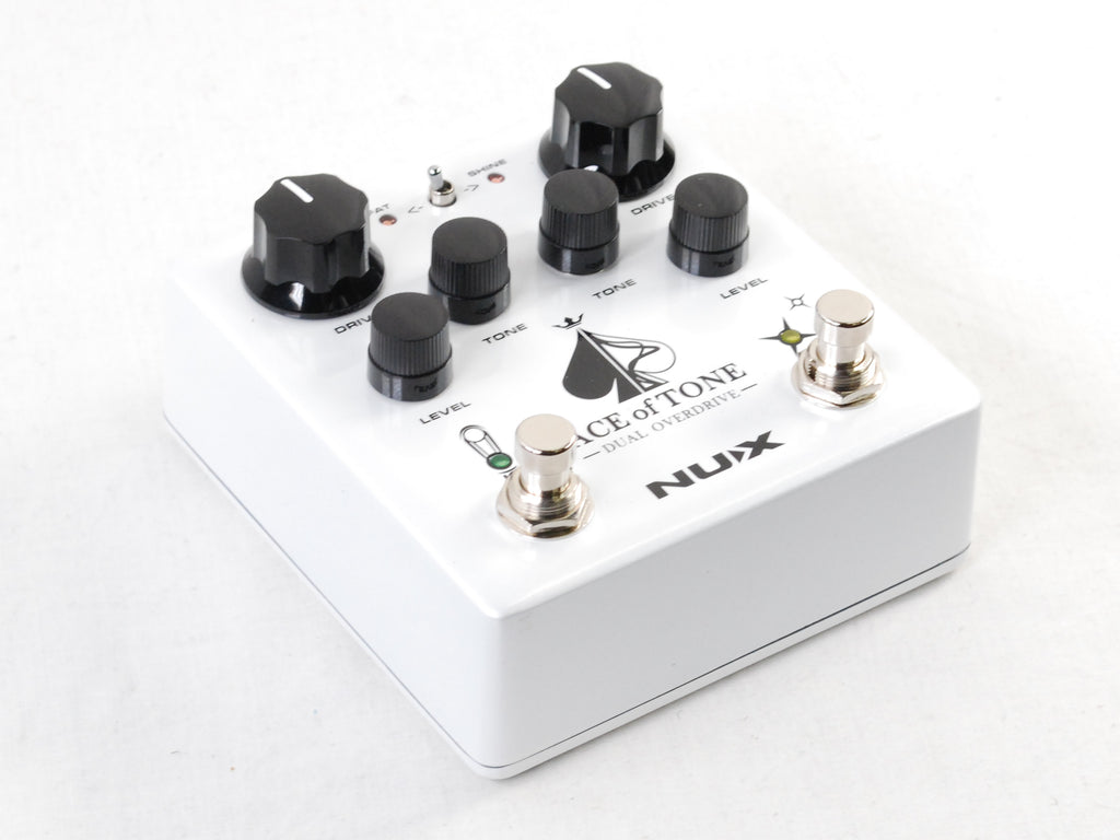 Used NUX NDO-5 Ace of Tone dual overdrive pedal — side jacks view