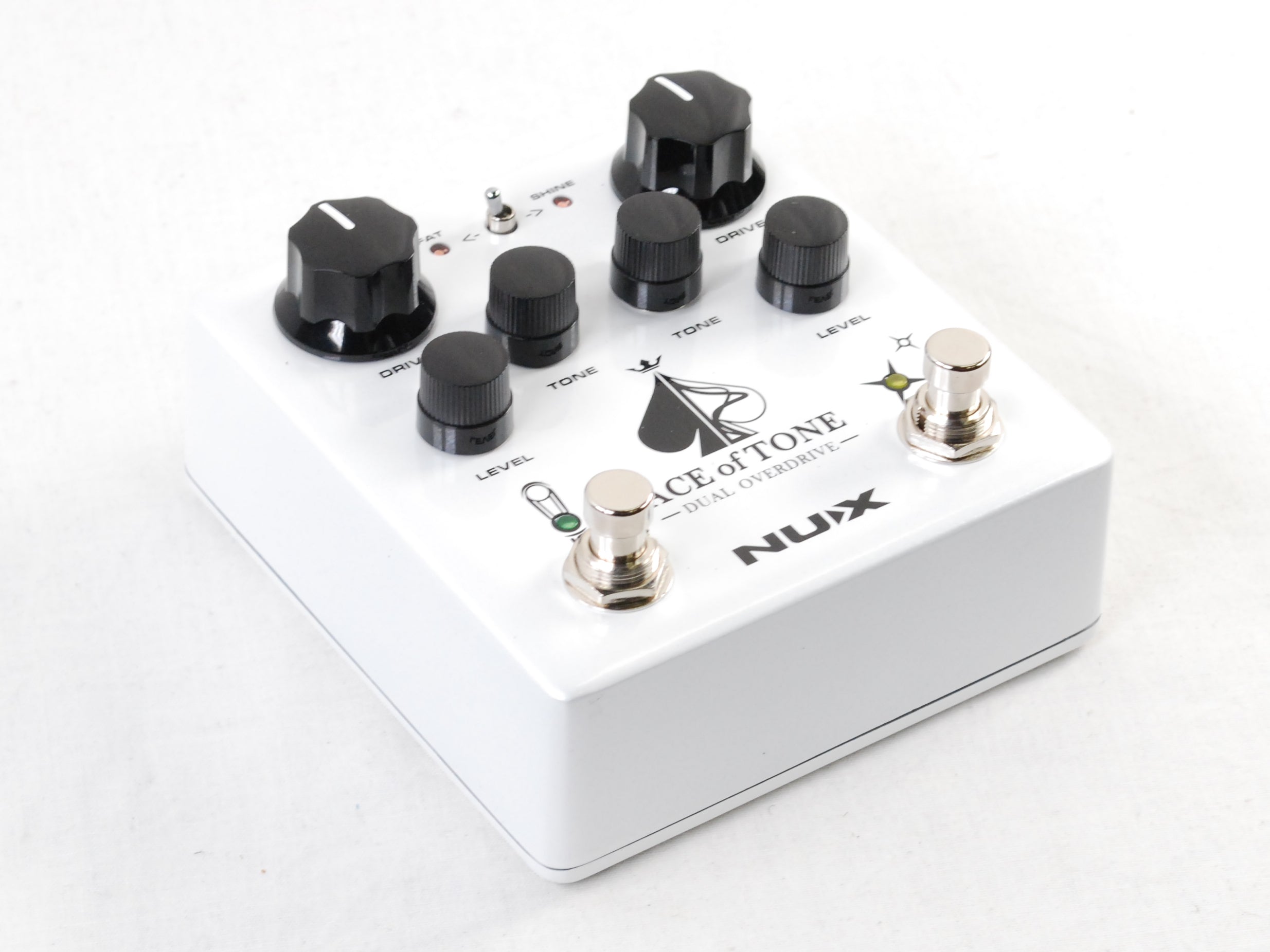 Used NUX NDO-5 Ace of Tone dual overdrive pedal — side jacks view