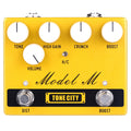 Tone City Model M V2 distortion pedal — top view, yellow