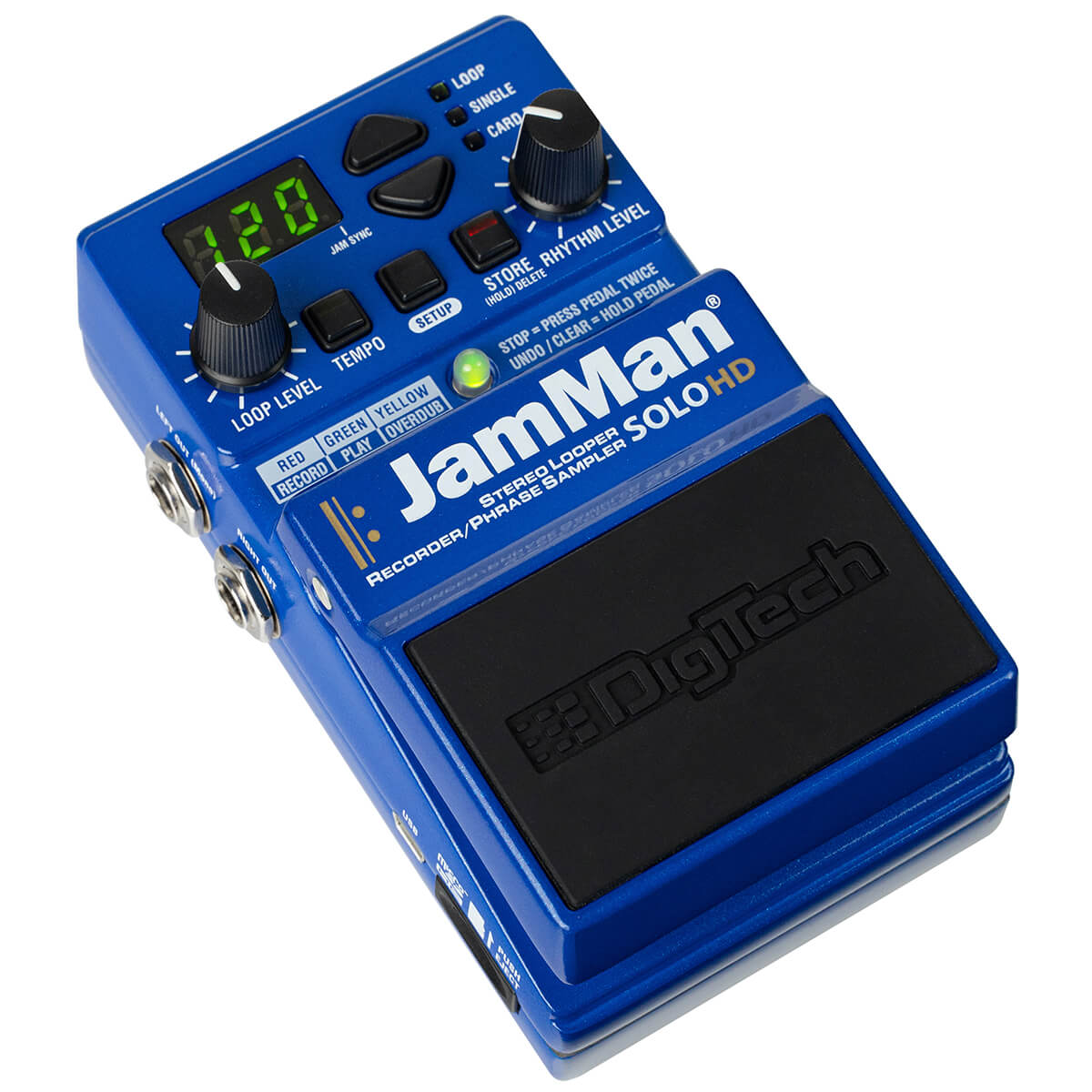 DigiTech JamMan Solo HD looper pedal — side connections view
