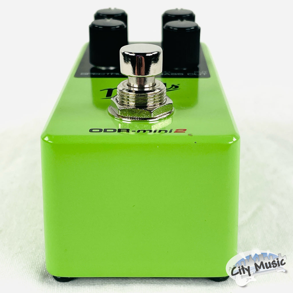 Used Nobels ODR-mini 2 overdrive pedal — green housing angled view