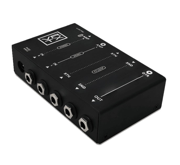 Vertex Buffer Interface pedalboard buffer — side jacks view