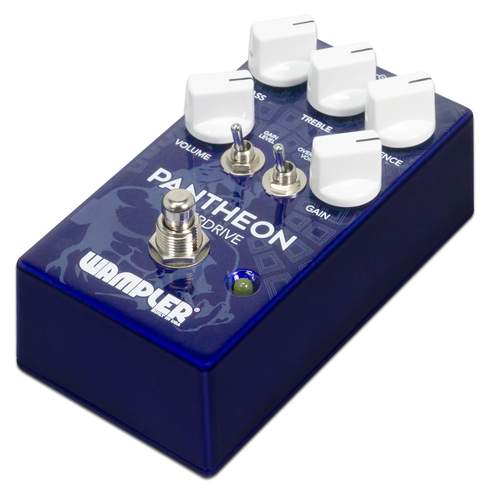 Wampler Pantheon overdrive pedal side view top mounted jacks