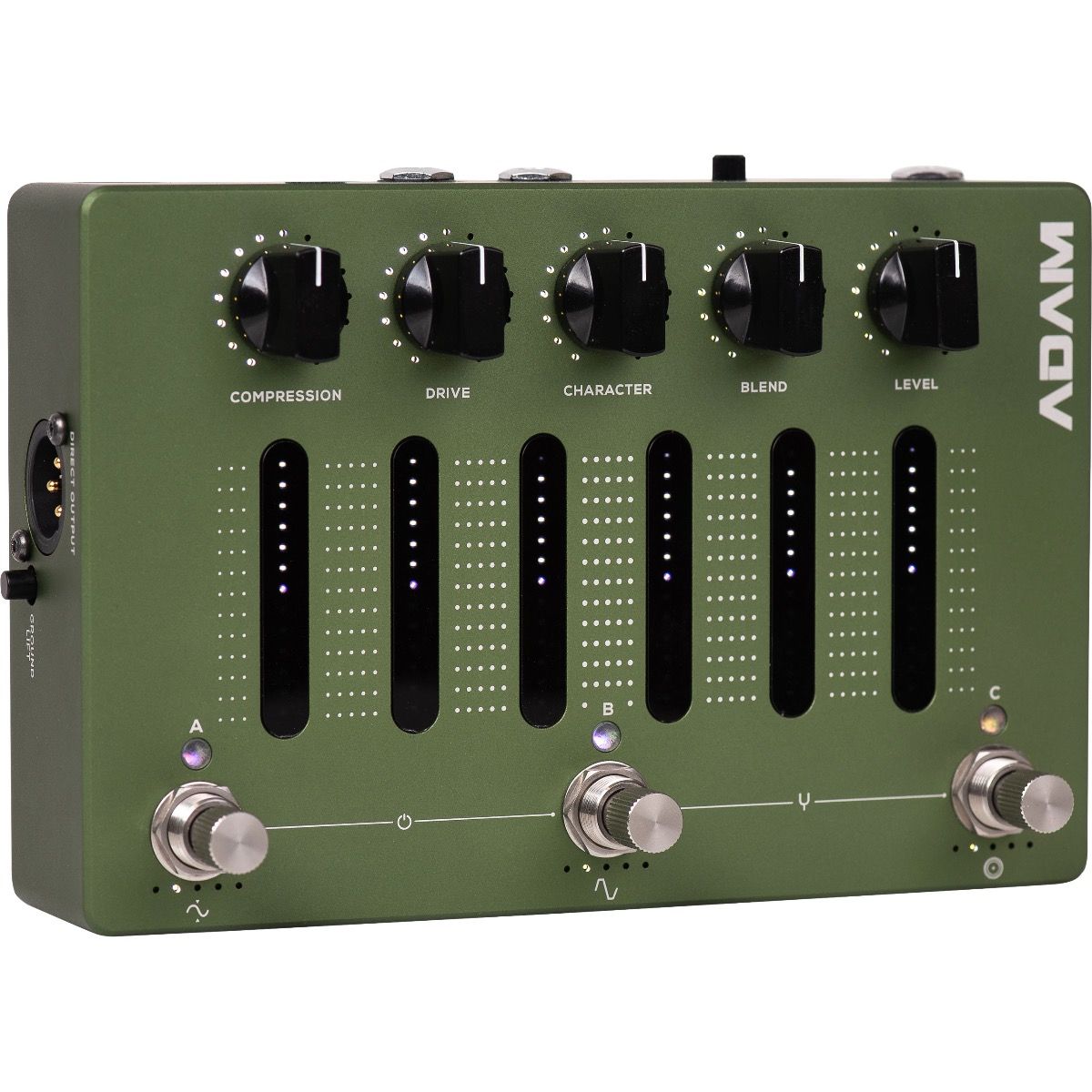 Used Darkglass ADAM green bass pedal — rear I/O panel