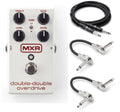 MXR M250 Double-Double Overdrive pedal — white enclosure with included Hosa cables