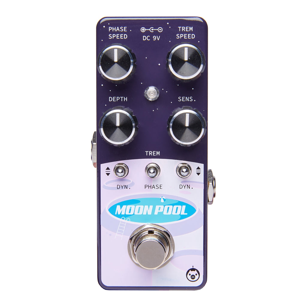 Pigtronix Moon Pool tremvelope phaser — purple chassis control knobs