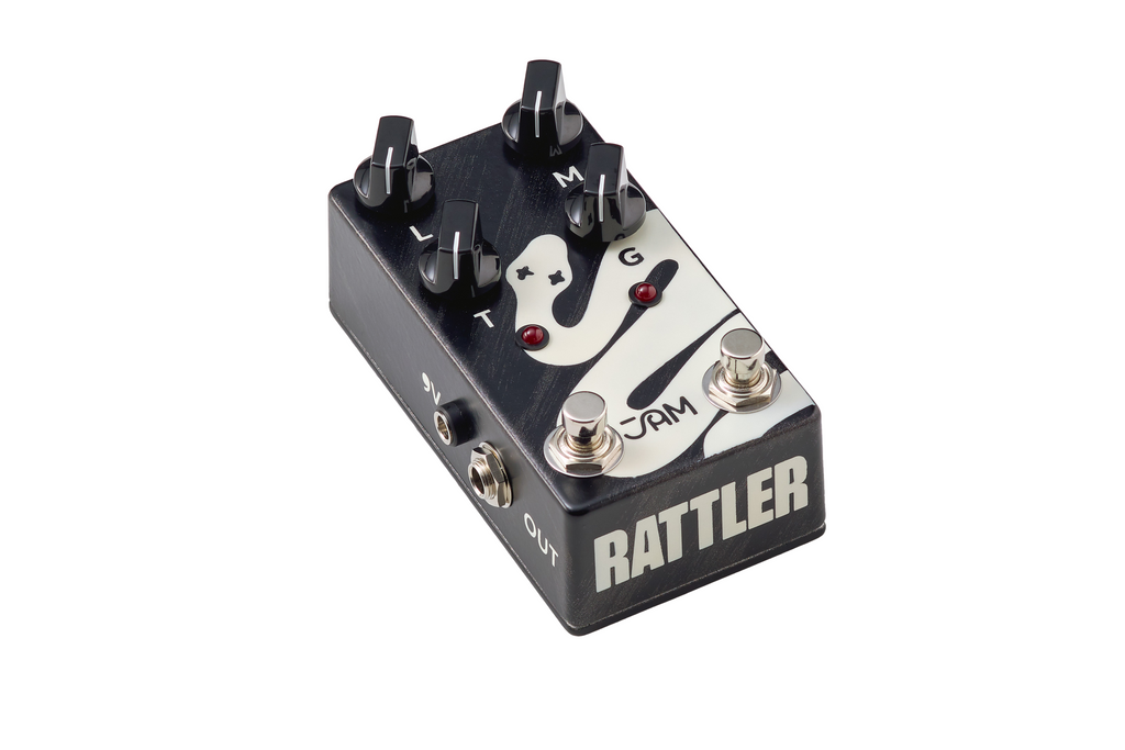 JAM Pedals Rattler Bass distortion pedal — top control layout view