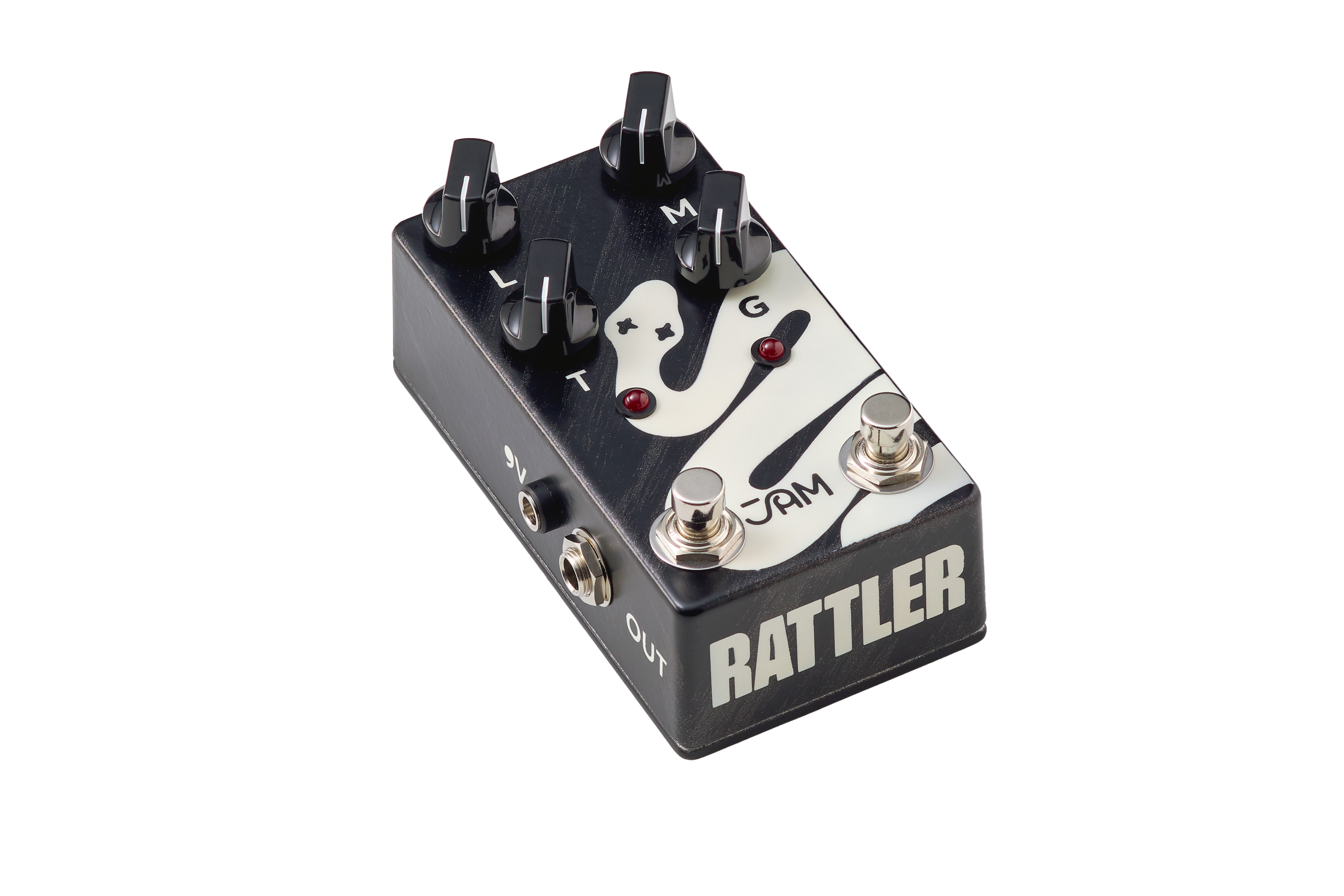 JAM Pedals Rattler Bass distortion pedal — top control layout view