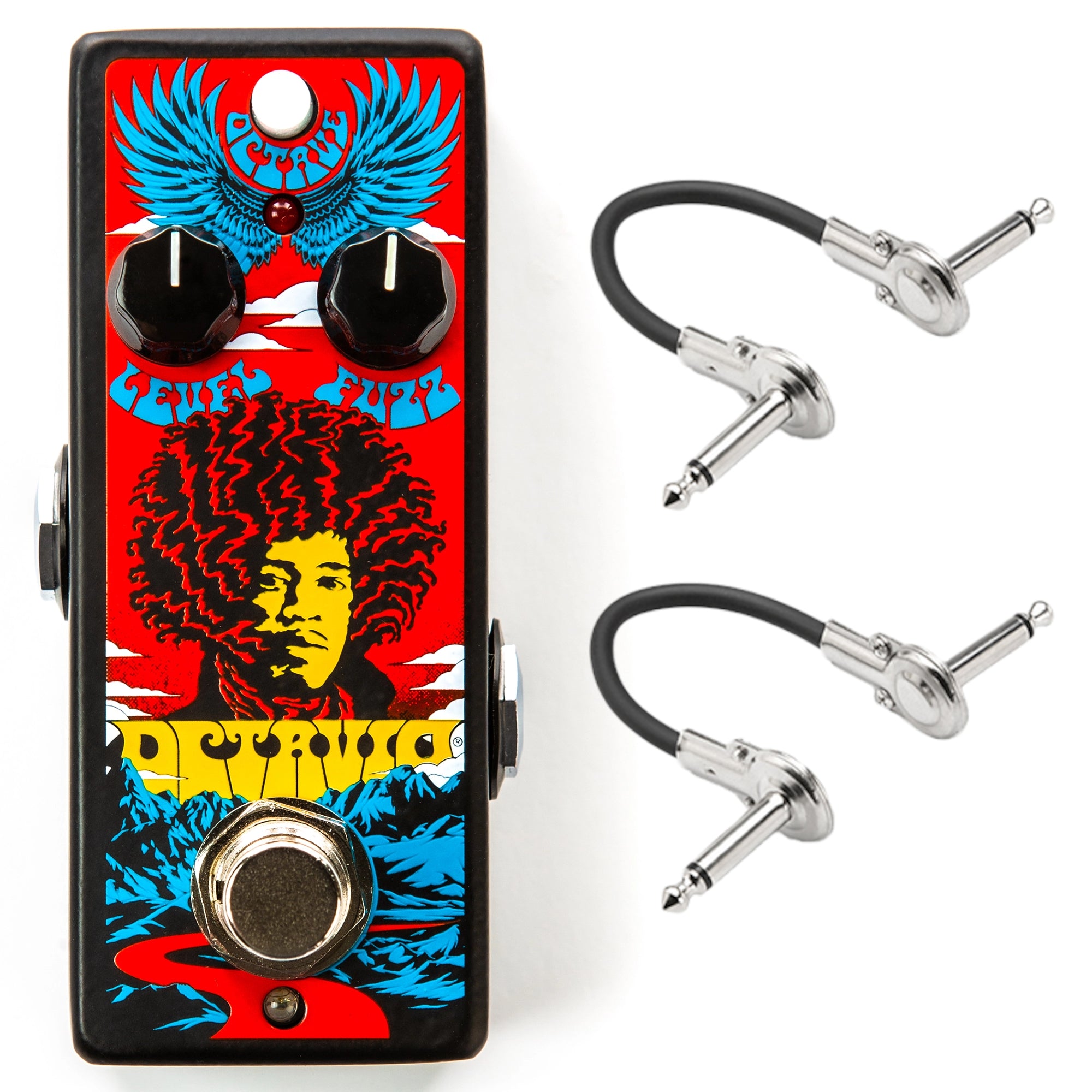 Dunlop Hendrix '68 Shrine Series Octavio Fuzz pedal - Shrine poster art, with cables