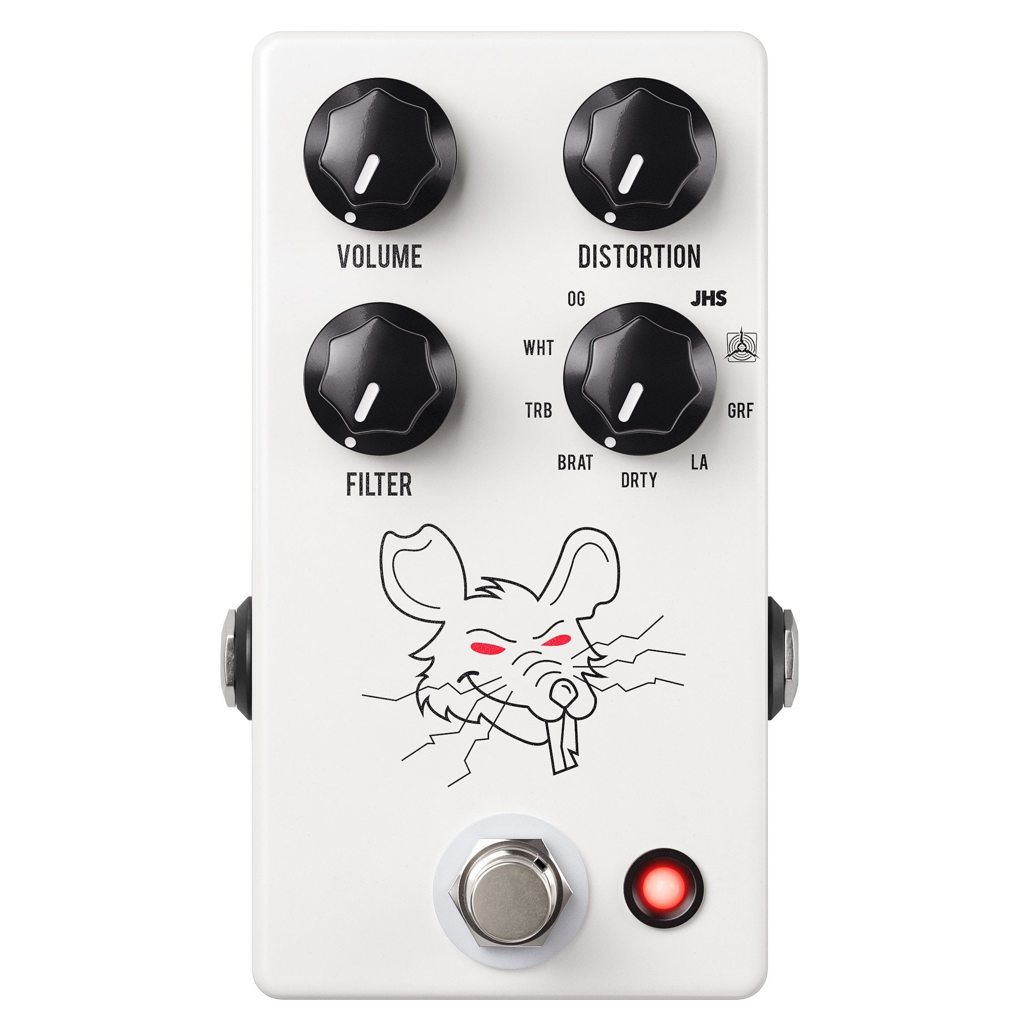 JHS PackRat distortion pedal in White — alternate angle