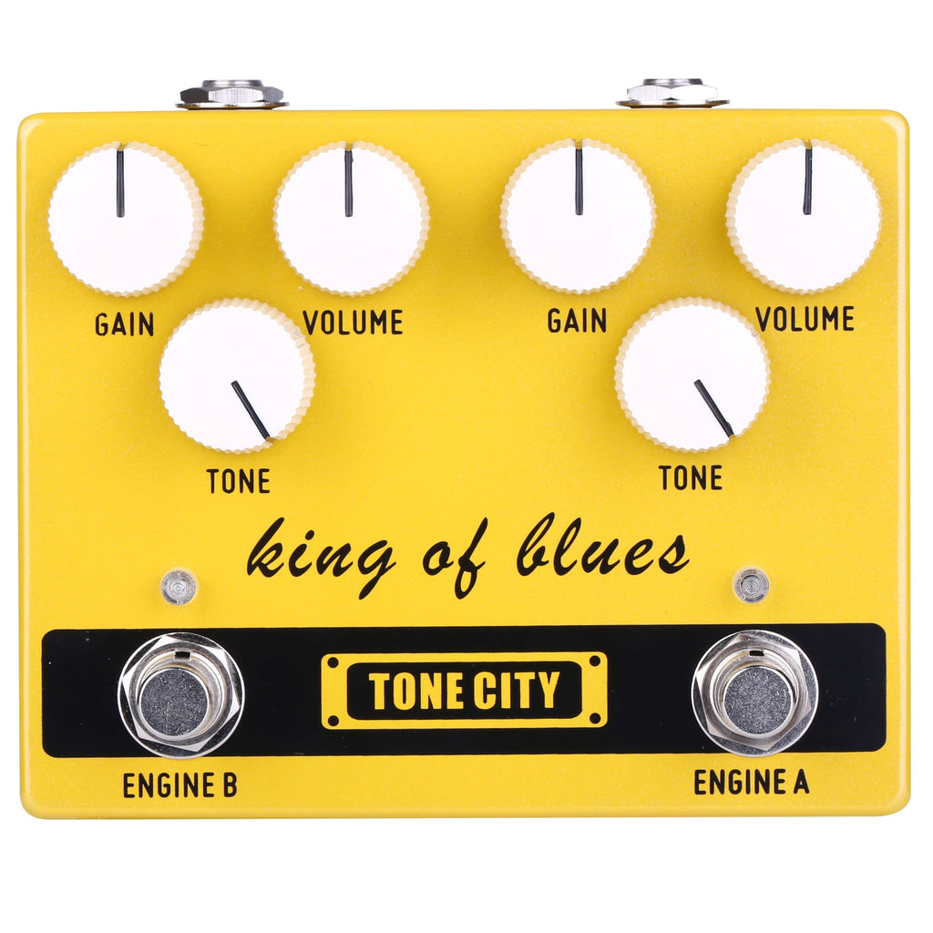 Tone City King of Blues V2 overdrive — yellow enclosure front view