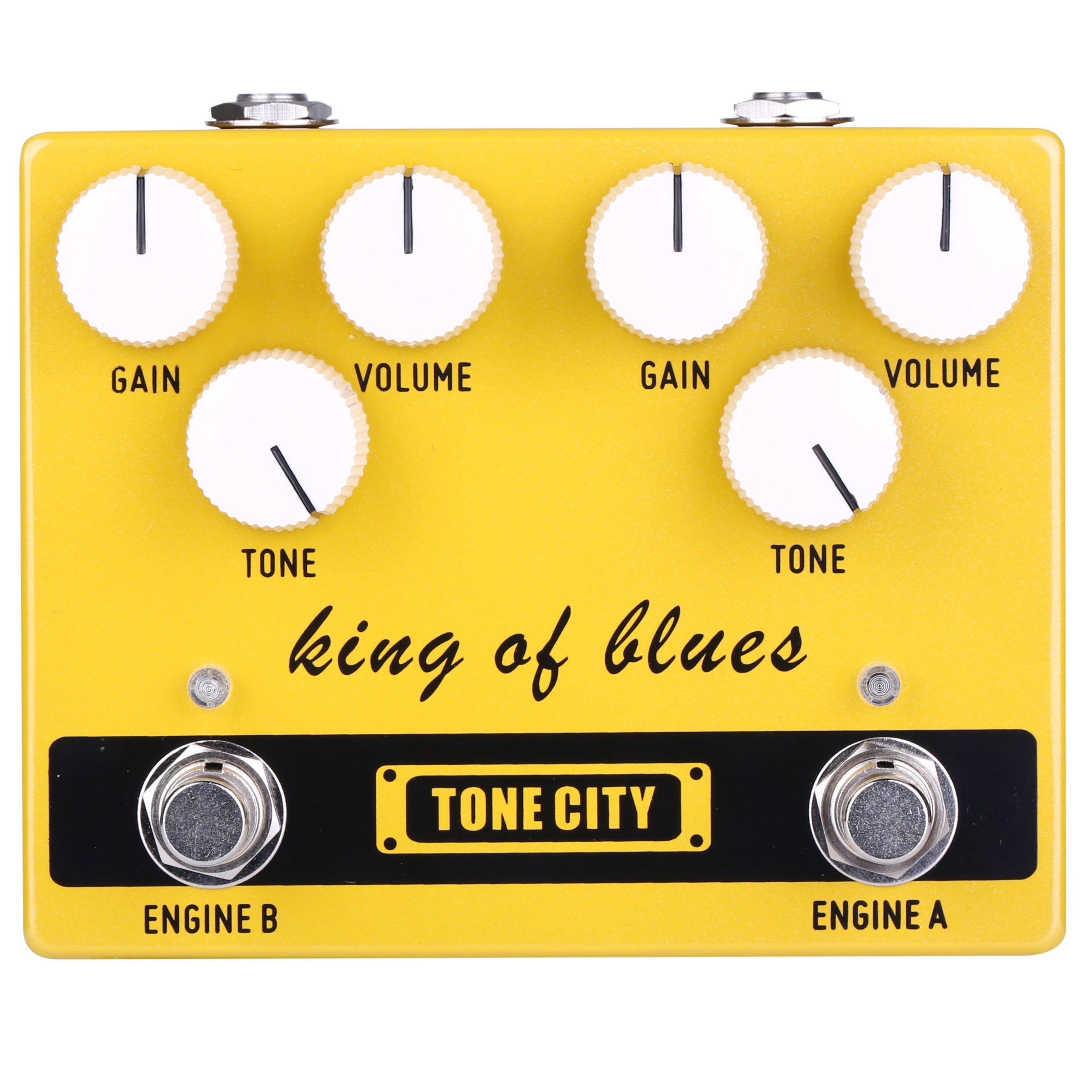Tone City King of Blues V2 overdrive — yellow enclosure front view