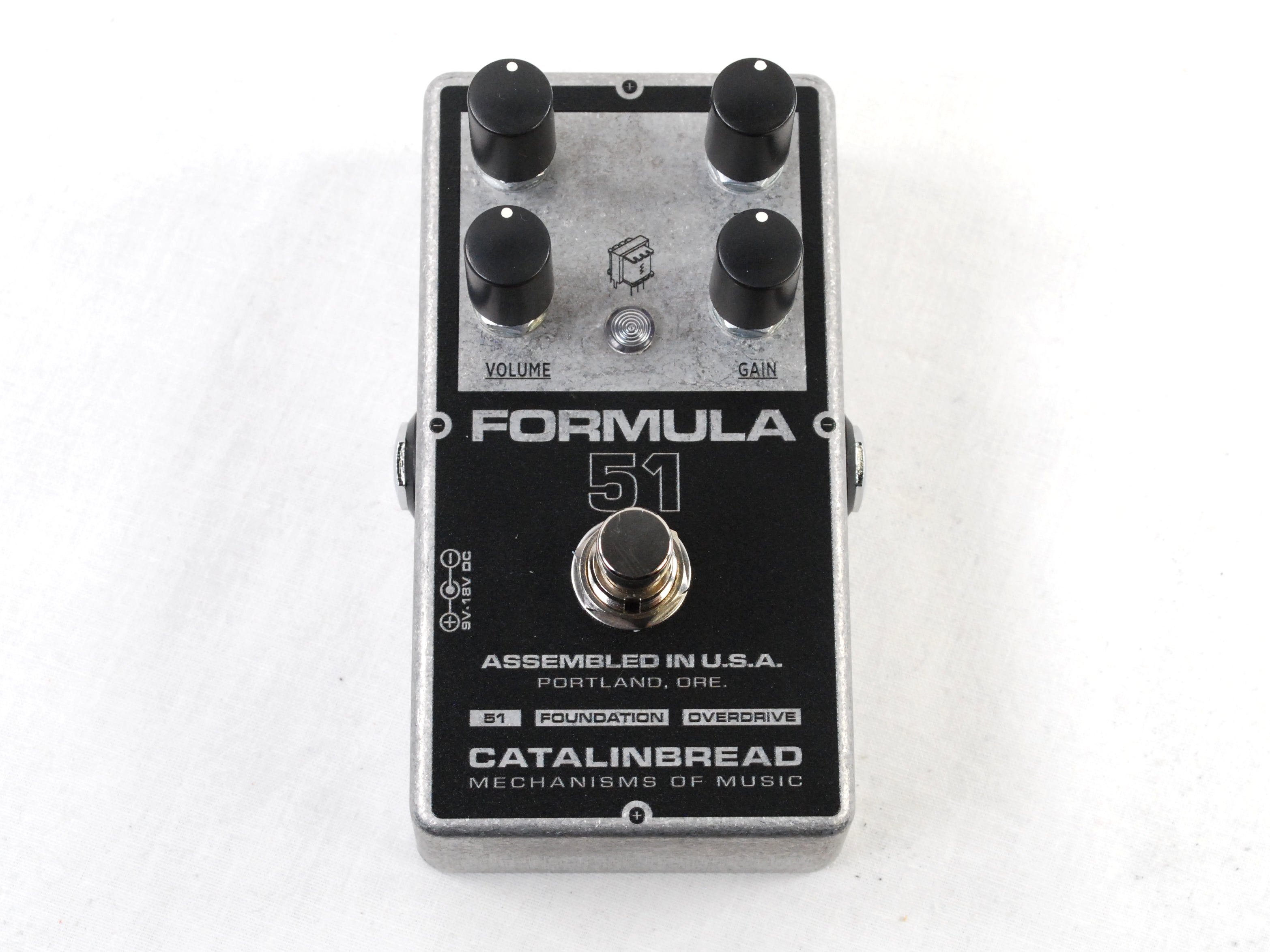 Catalinbread Formula 51 overdrive pedal — black and silver enclosure top view