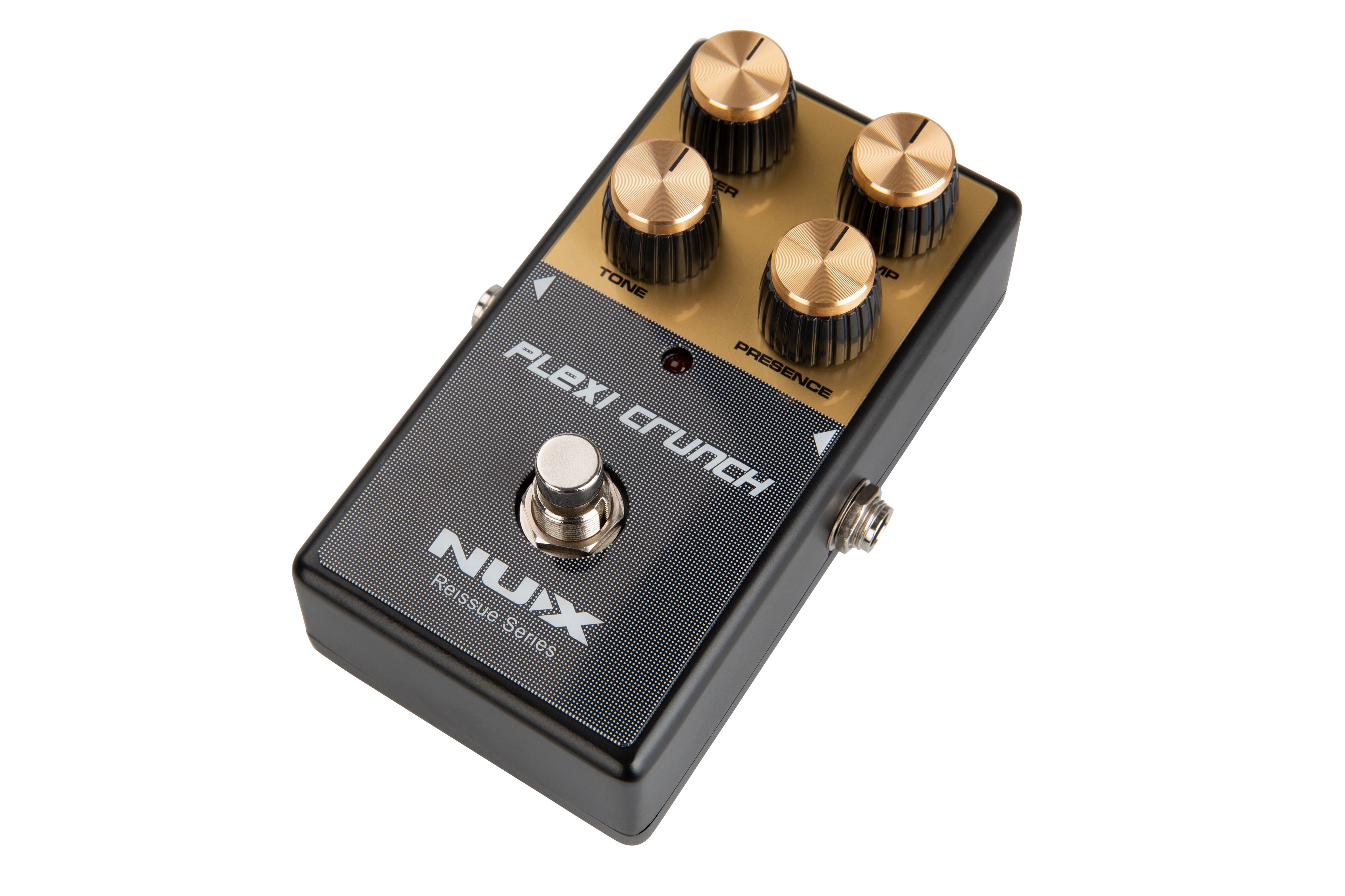 NUX Plexi Crunch overdrive pedal — side jacks view