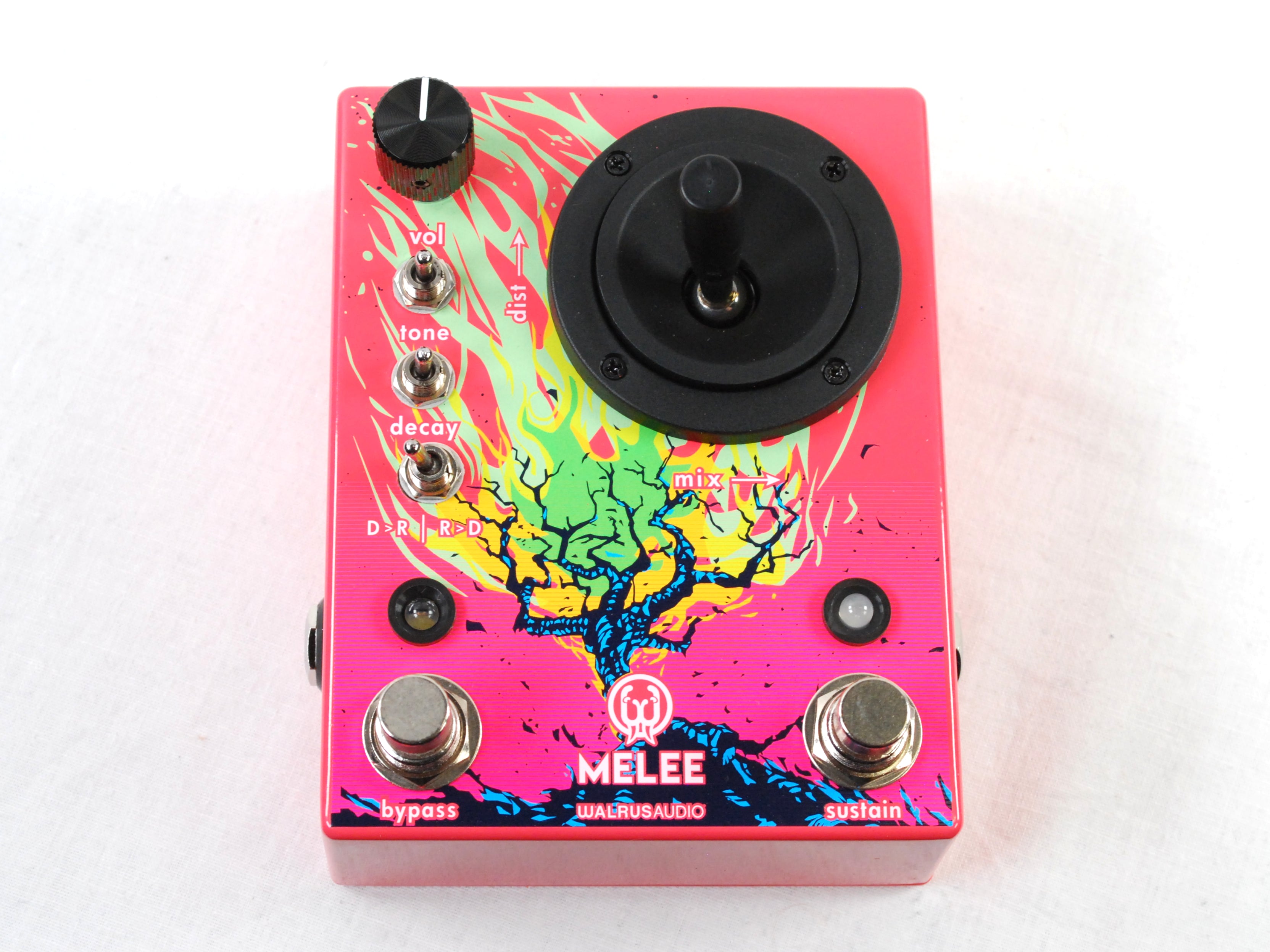 Walrus Audio Melee Wall of Noise pedal — top view, joystick and pink enclosure art